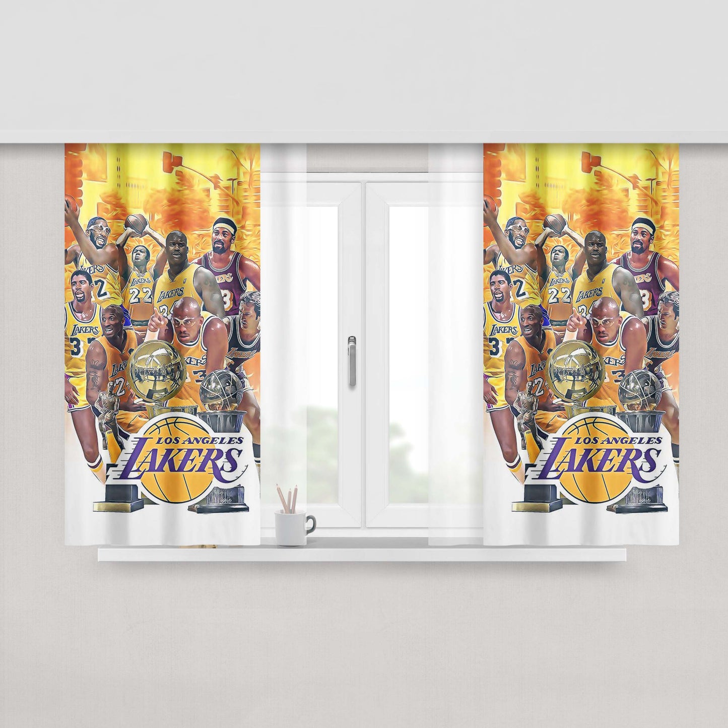 Lakers Los Angeles Team Squad Peach Skin Window Curtains