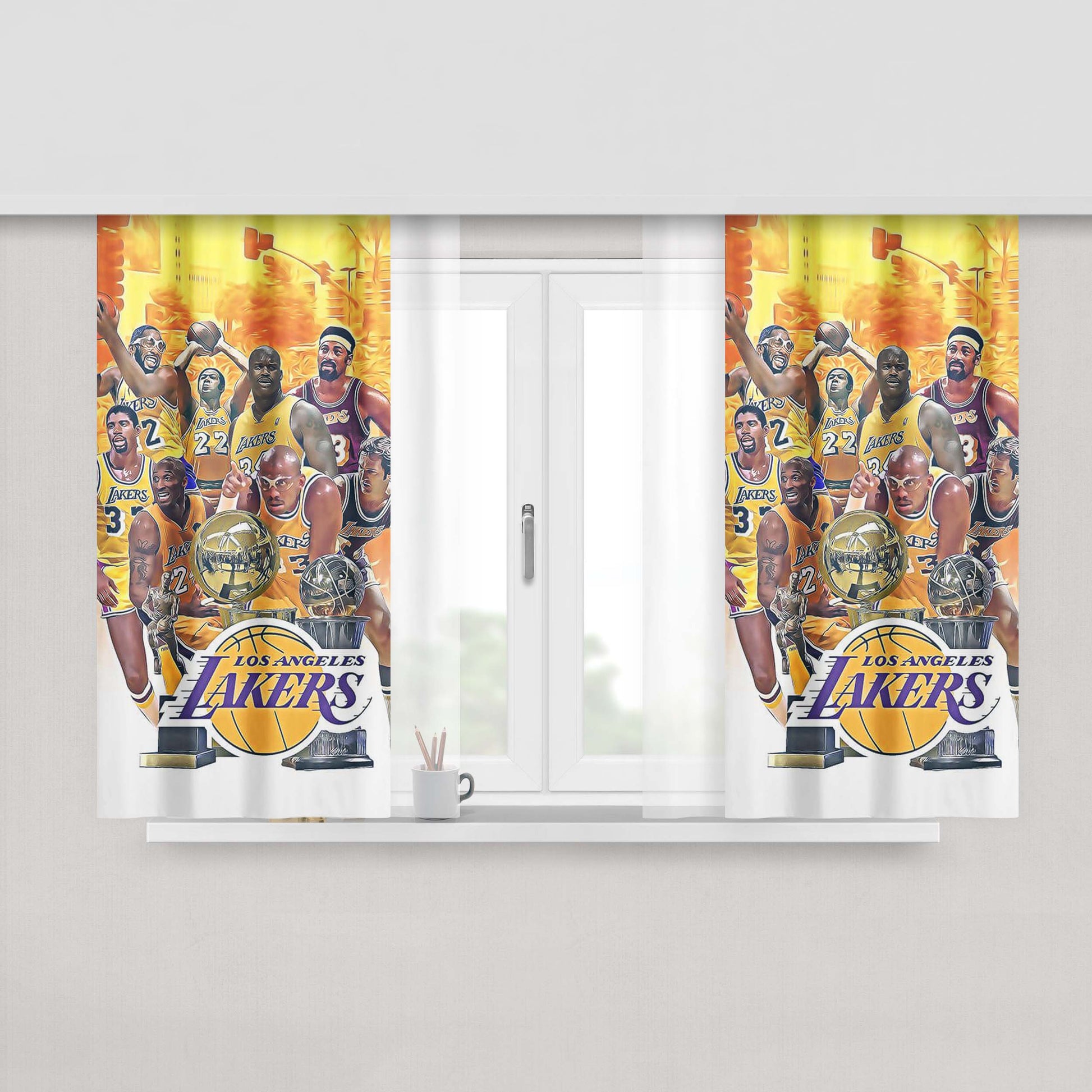Lakers Los Angeles Team Squad Peach Skin Window Curtains