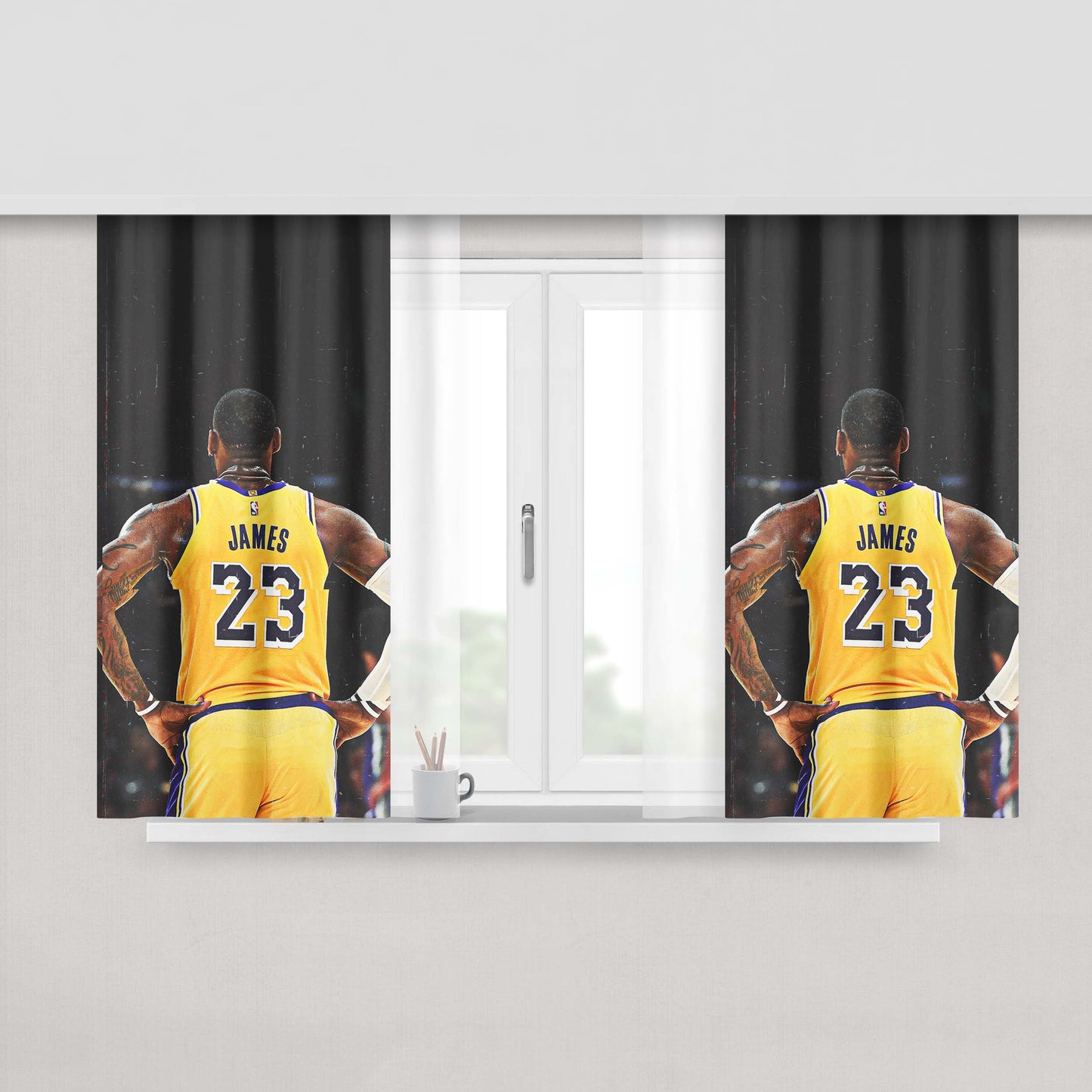 Lakers Nba Lebron James Peach Skin Window Curtains