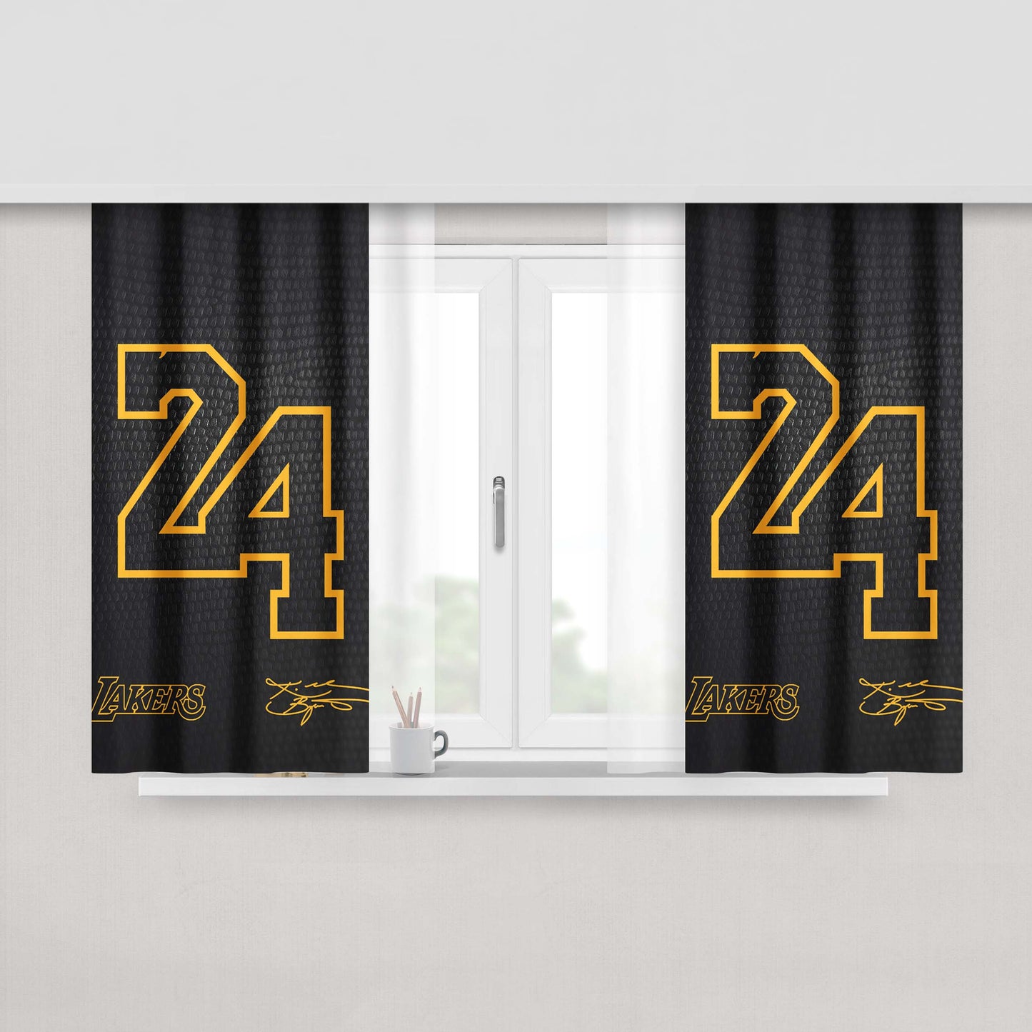 Lakers Number 24 Deluxe Peach Skin Window Curtains