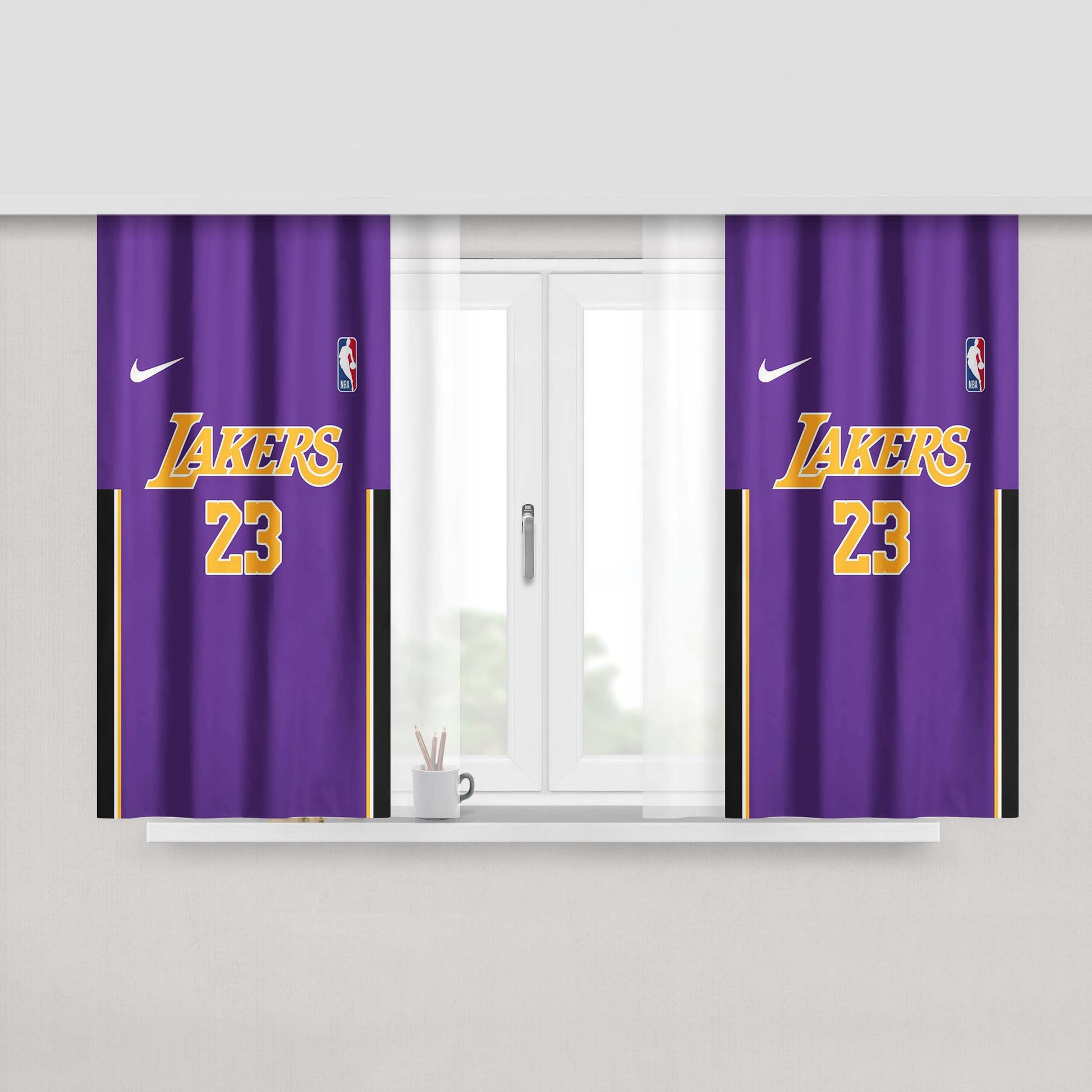 Lakers Number Twenty Three Basket Ball Peach Skin Window Curtains