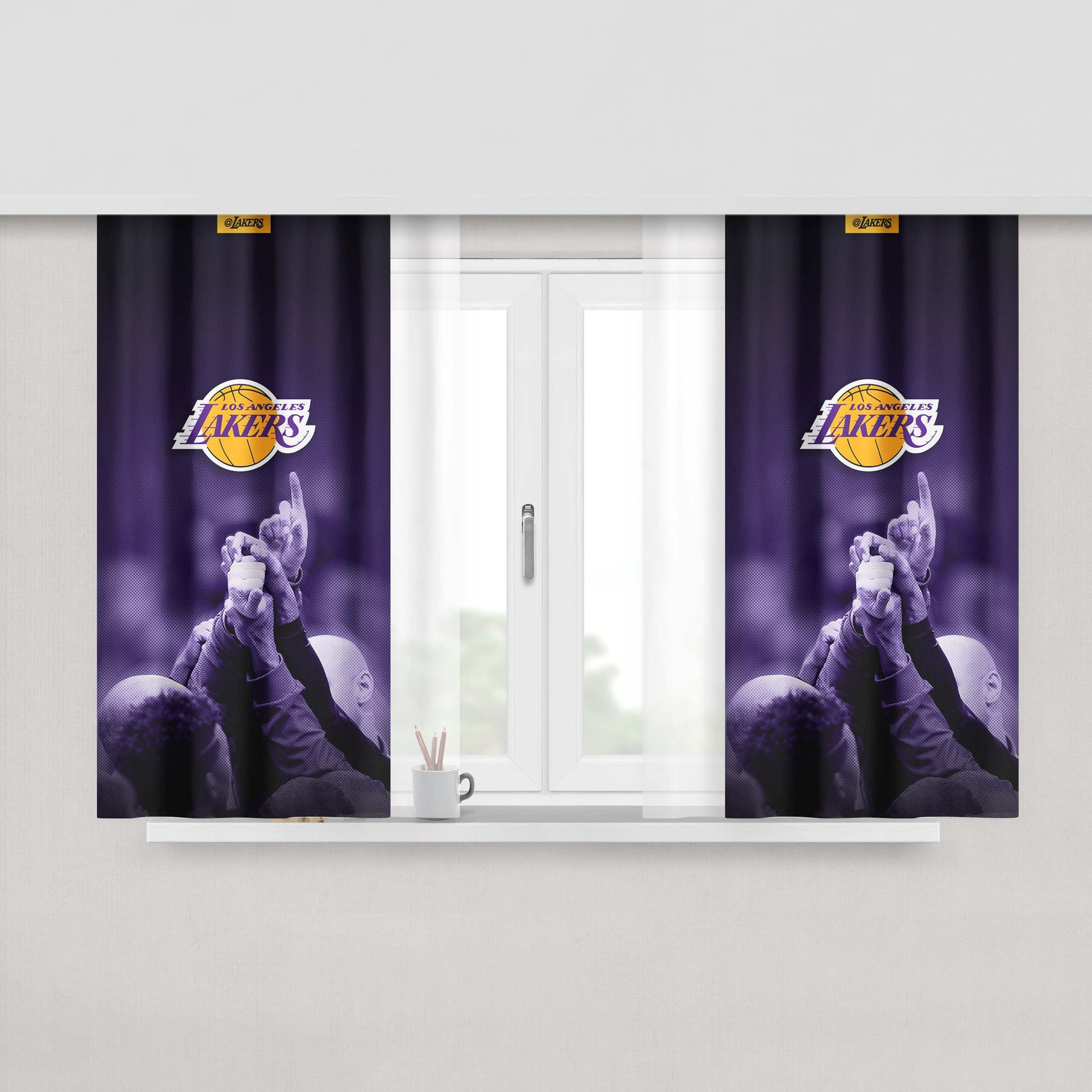 Lakers Team Los Angeles Number One Peach Skin Window Curtains