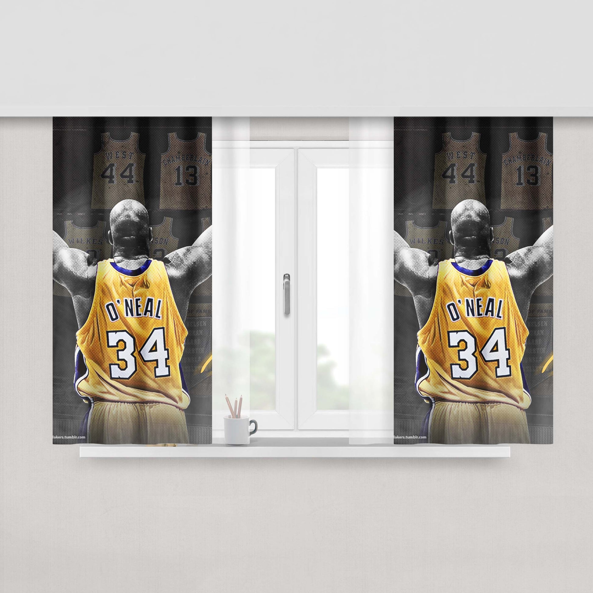 Lakers Team Number 34 Peach Skin Window Curtains