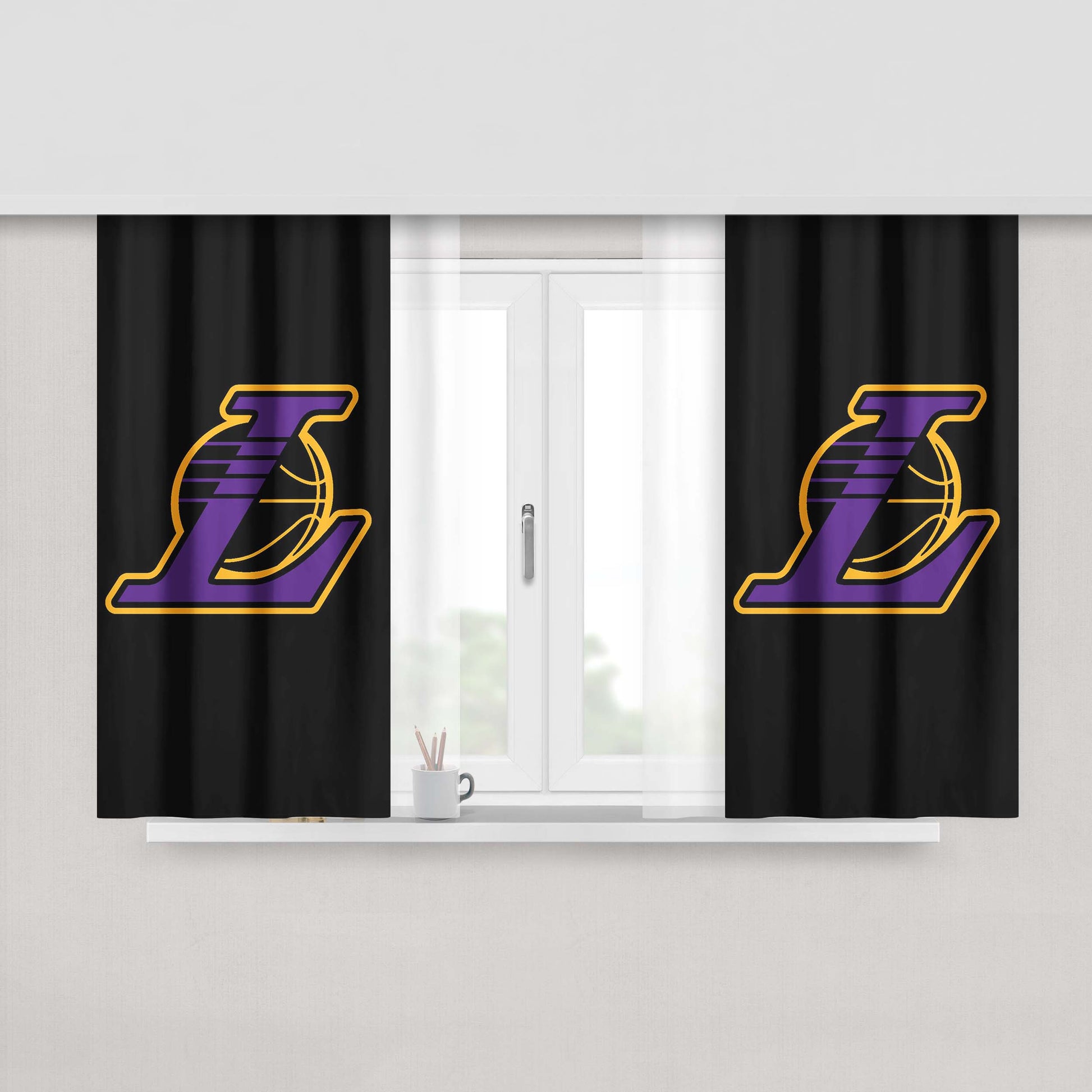 Lakers Team Purple Classic Nba Peach Skin Window Curtains