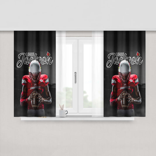 Lamar Jackson Louisville Peach Skin Window Curtains