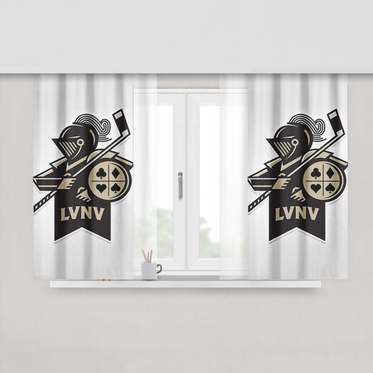 Las Vegas Black Knights Logo Banner Peach Skin Window Curtains