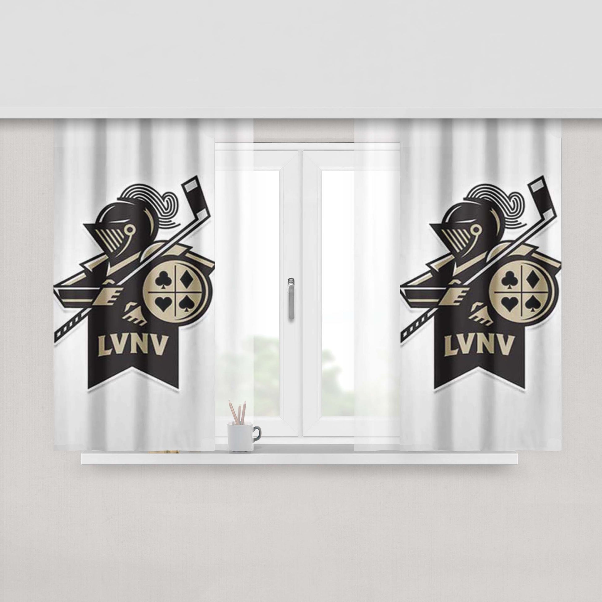 Las Vegas Black Knights Logo Banner Peach Skin Window Curtains