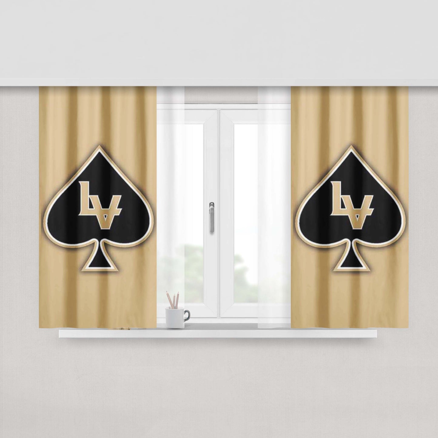 Las Vegas Black Knights Logo Blk On Tan Peach Skin Window Curtains