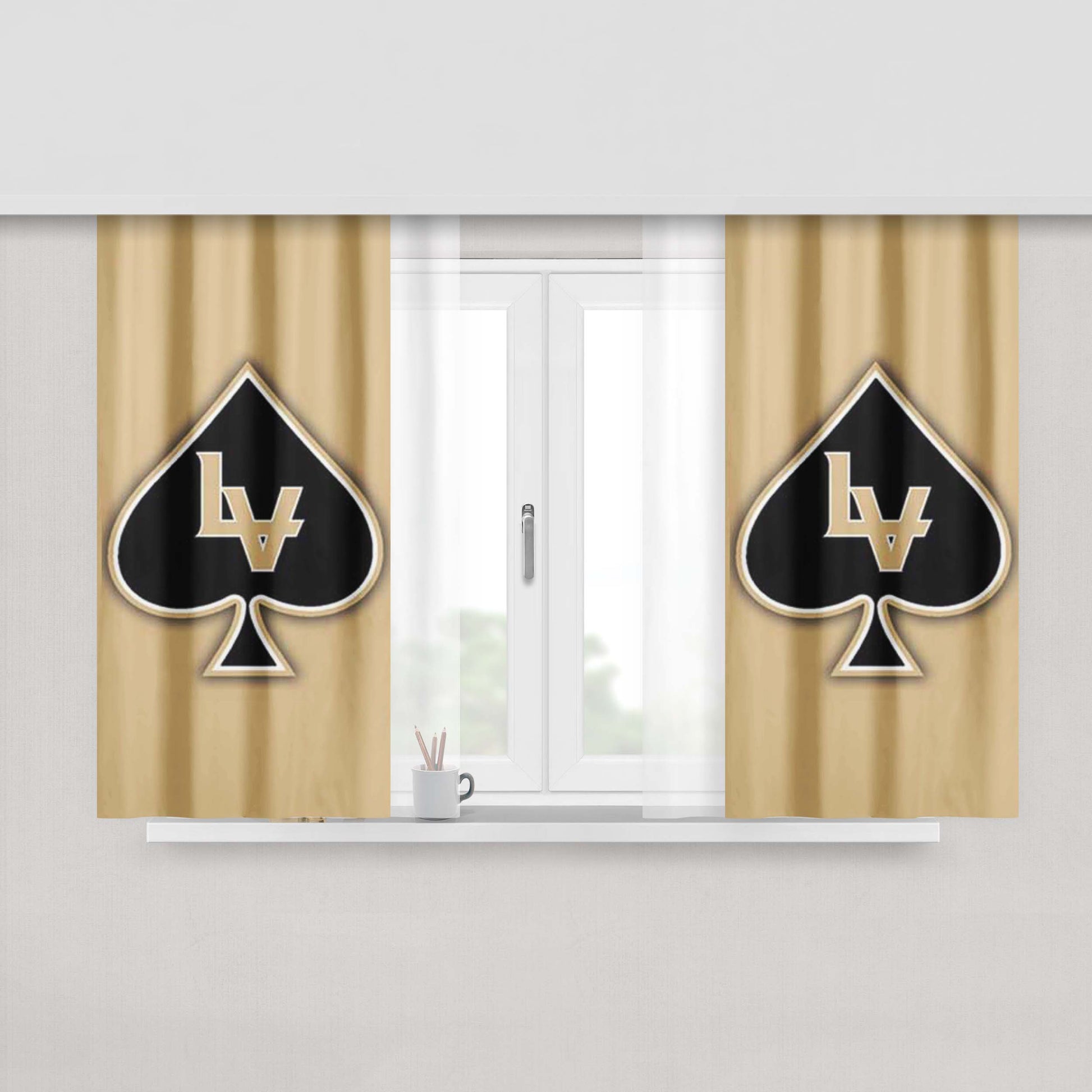 Las Vegas Black Knights Logo Blk On Tan Peach Skin Window Curtains