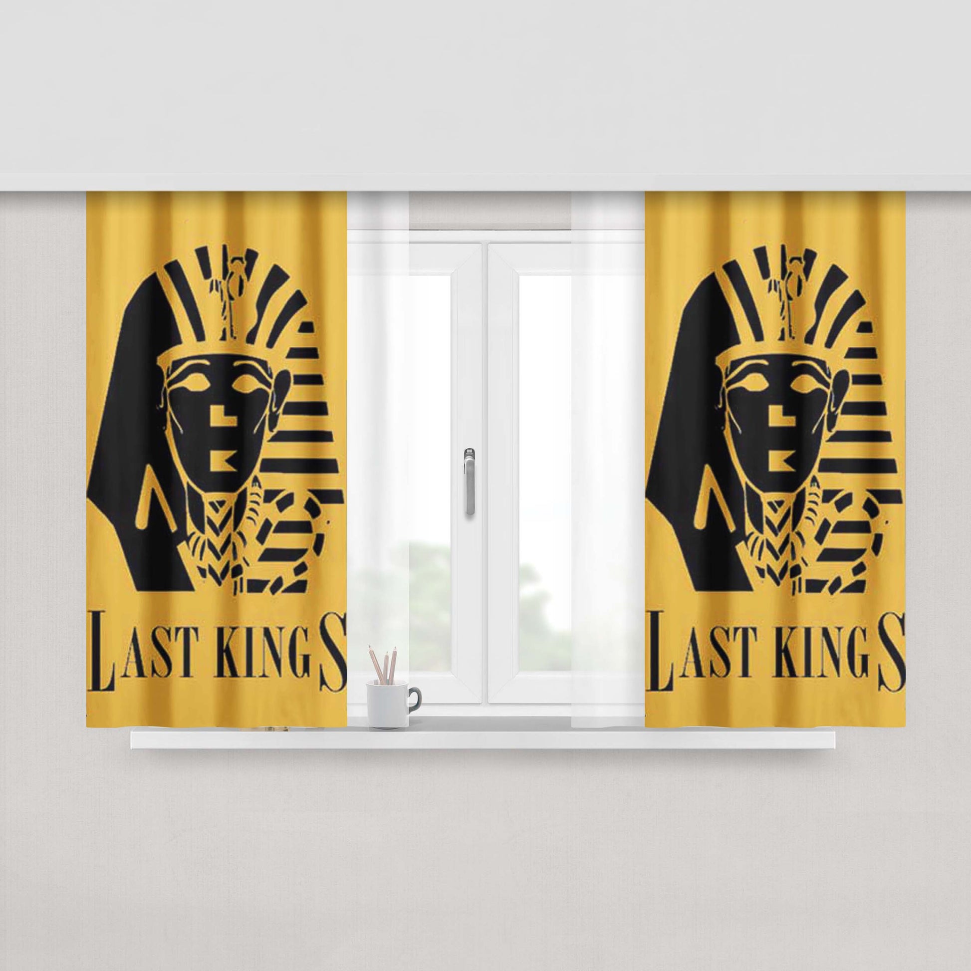 Last Kings Logo Peach Skin Window Curtains