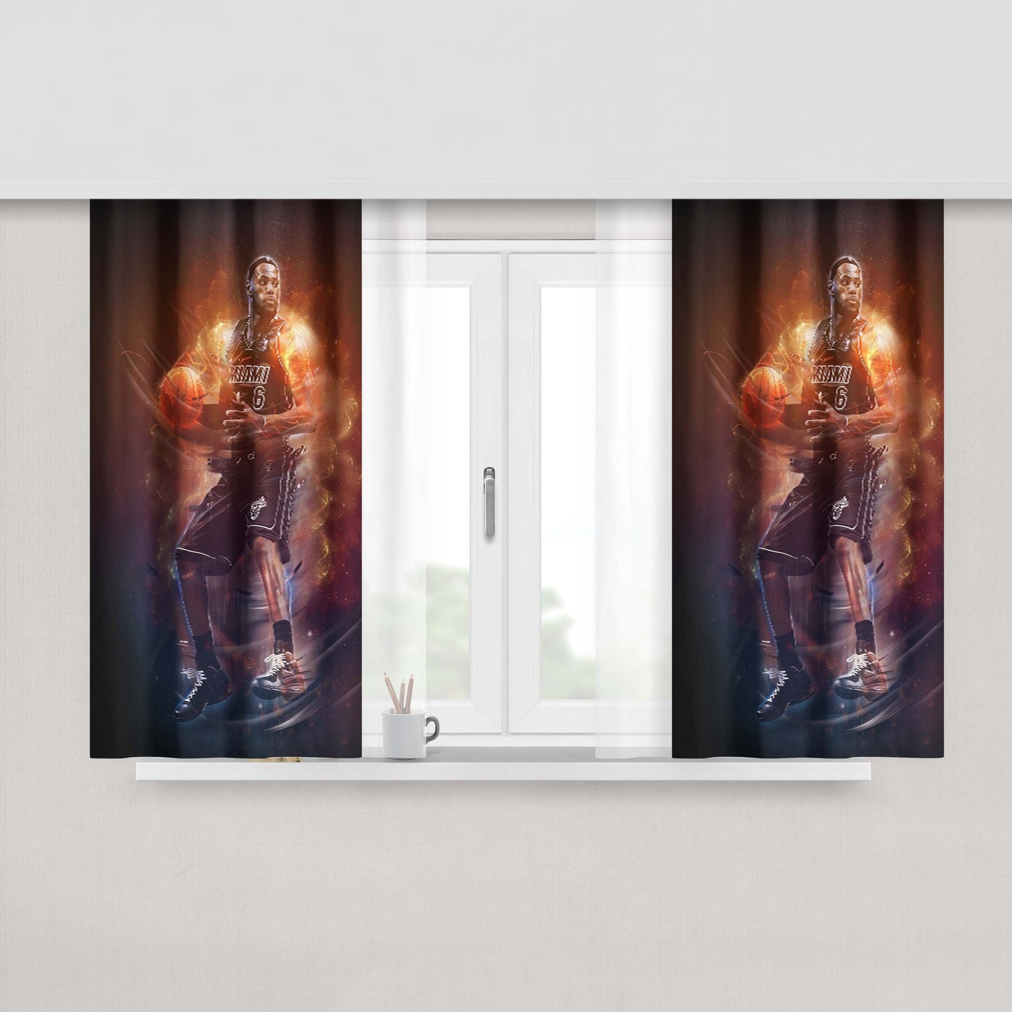 Lebron James Aura Jump Peach Skin Window Curtains