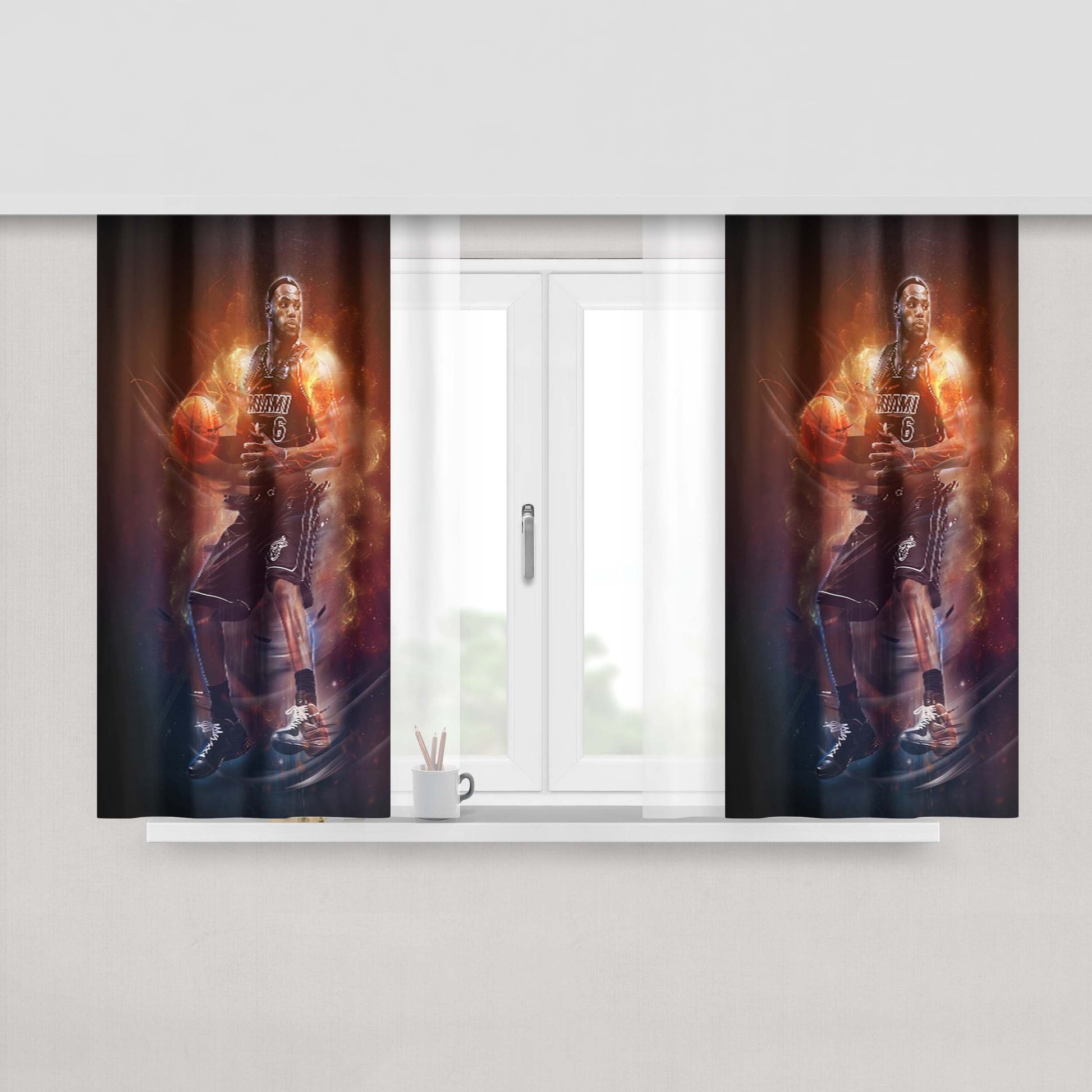 Lebron James Aura Jump Peach Skin Window Curtains