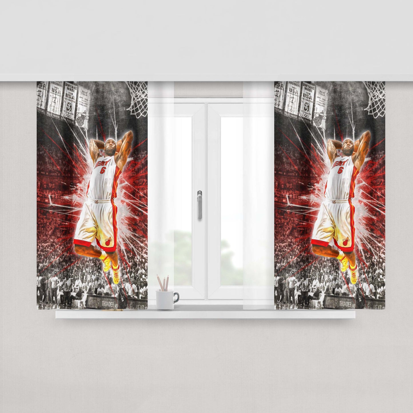 Lebron James Best Artwork Peach Skin Window Curtains