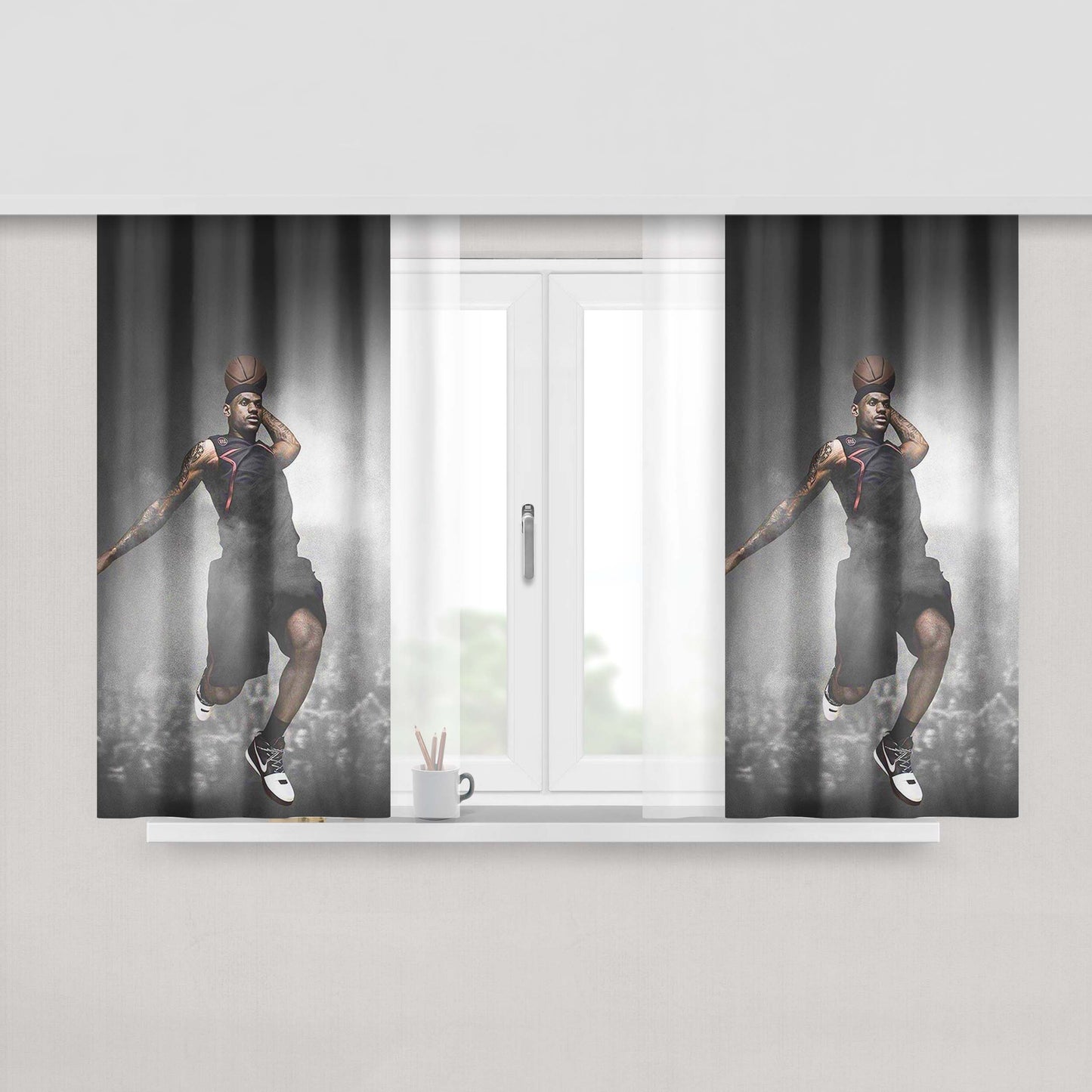 Lebron James Dunk Peach Skin Window Curtains