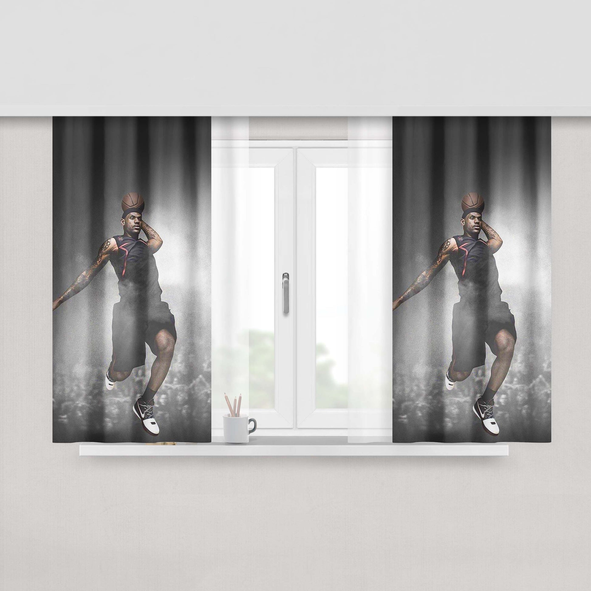 Lebron James Dunk Peach Skin Window Curtains