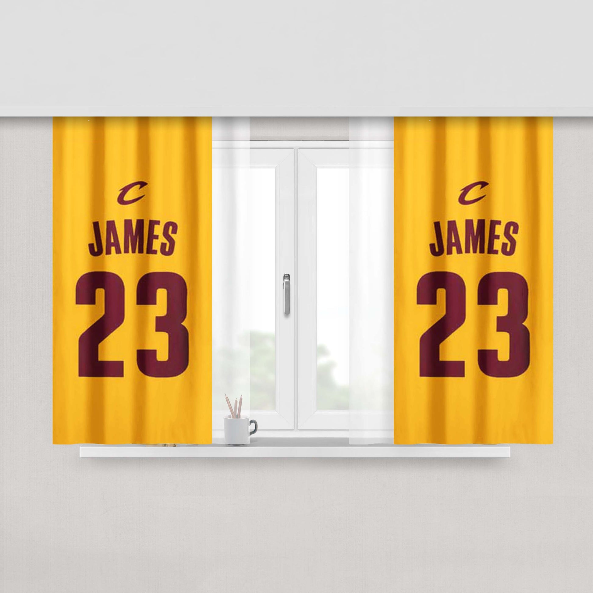 Lebron James Jersey Plain Peach Skin Window Curtains
