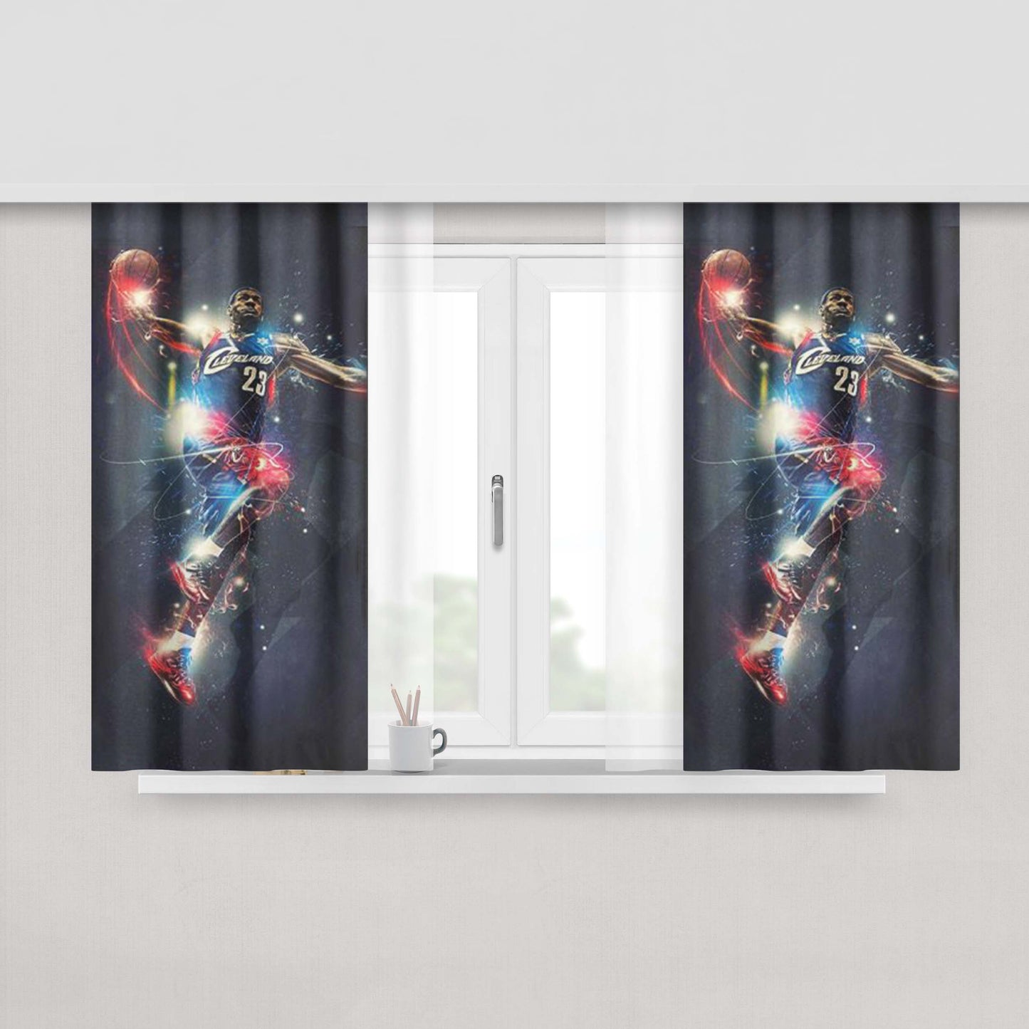 Lebron James Lay Up Peach Skin Window Curtains