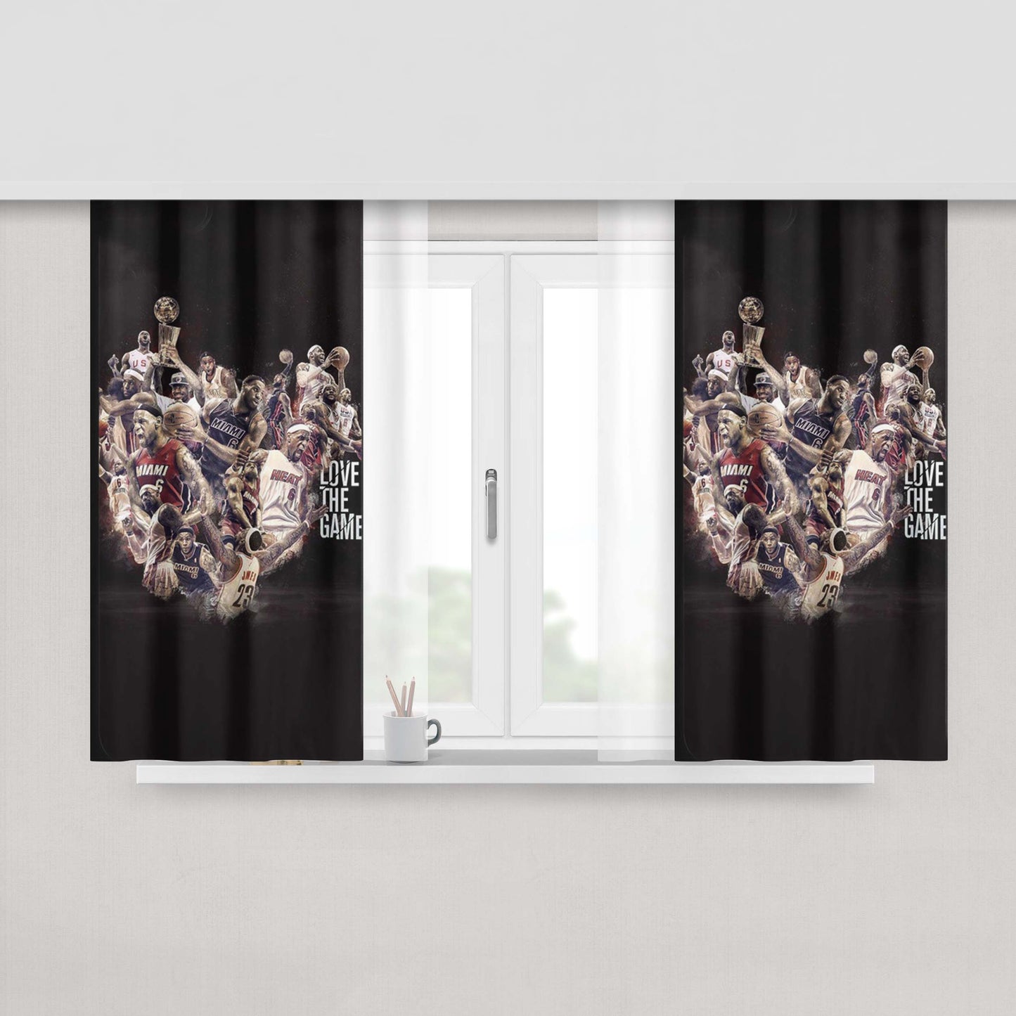 Lebron James Love The Game Collage Peach Skin Window Curtains