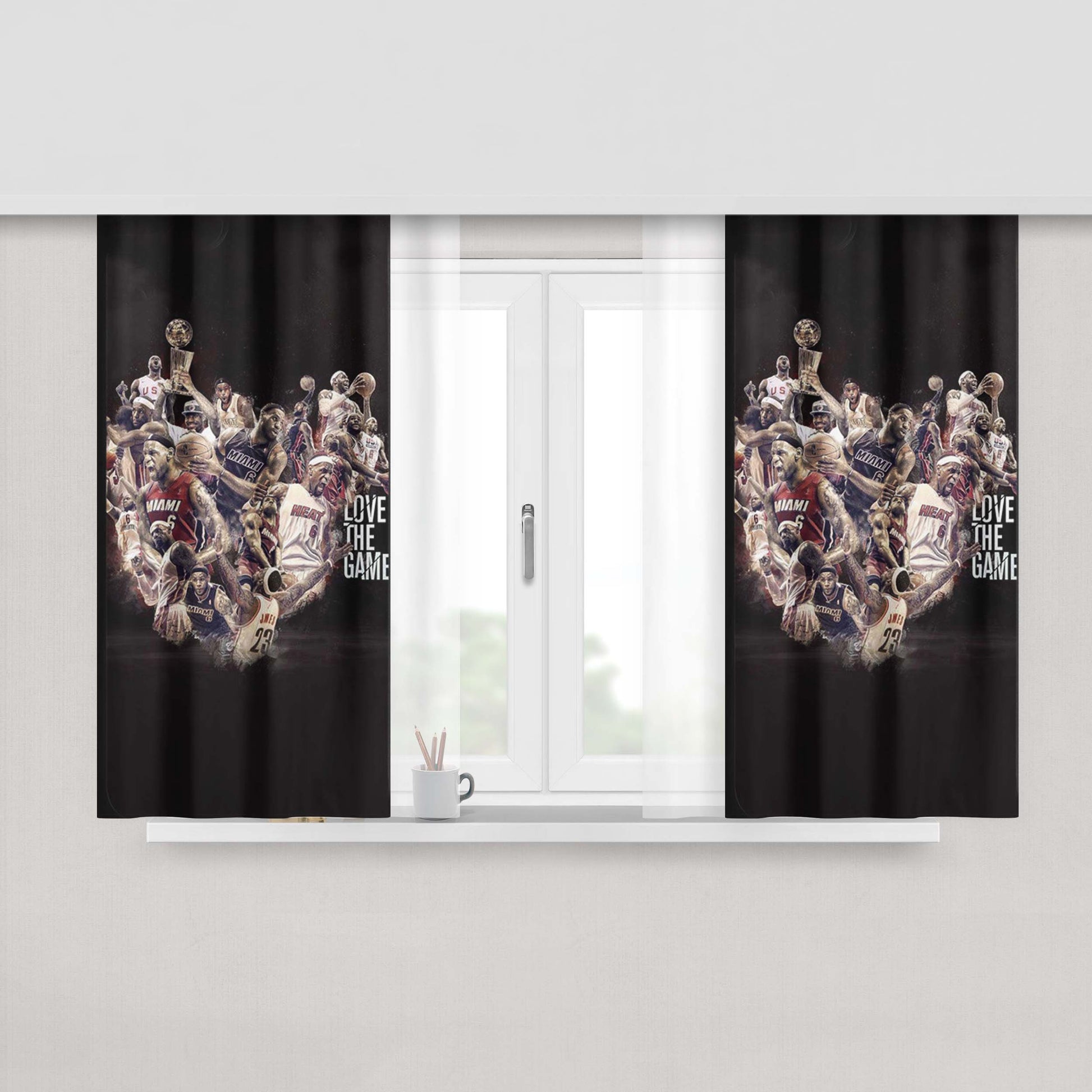 Lebron James Love The Game Collage Peach Skin Window Curtains