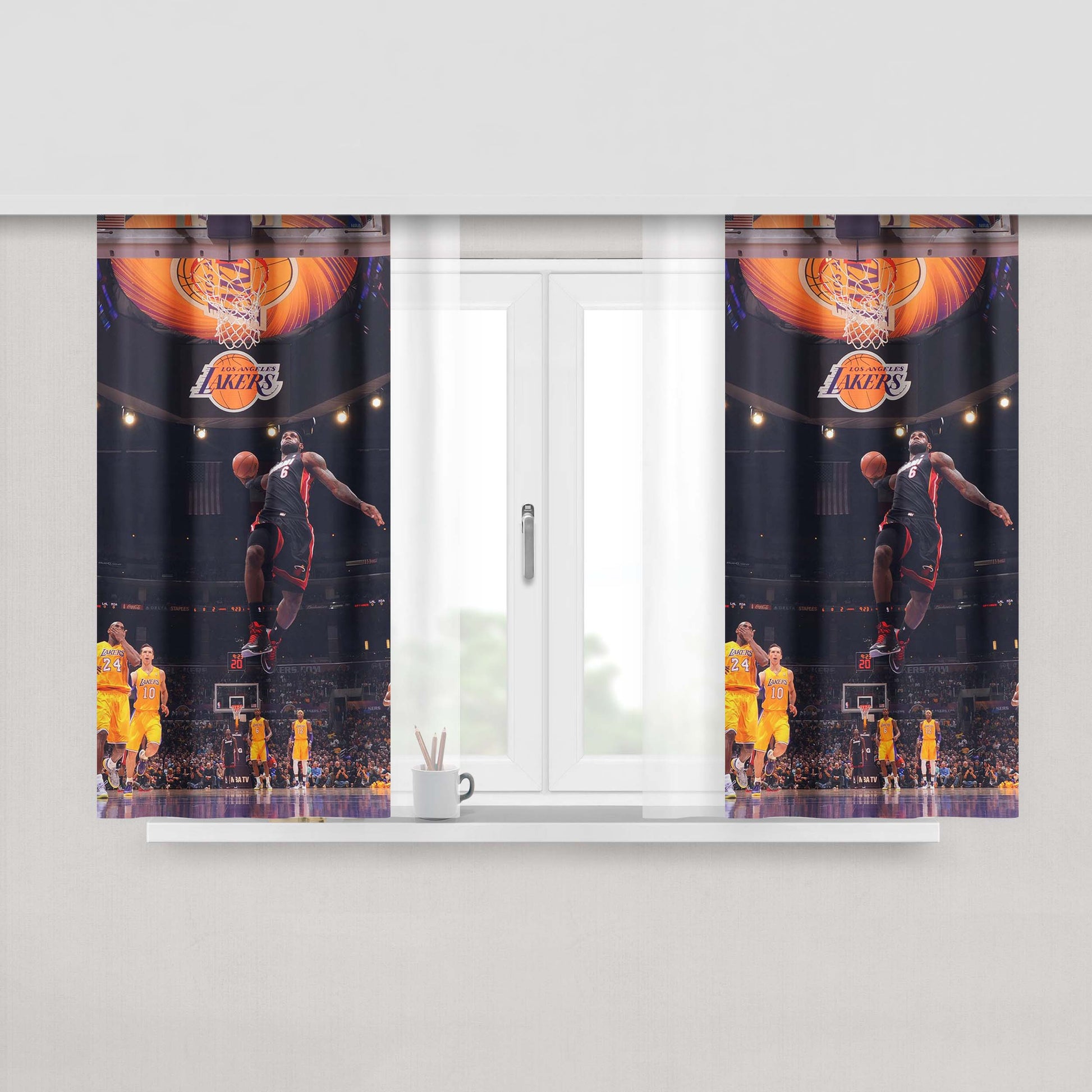 Lebron James Nba Basketball Dunk Peach Skin Window Curtains