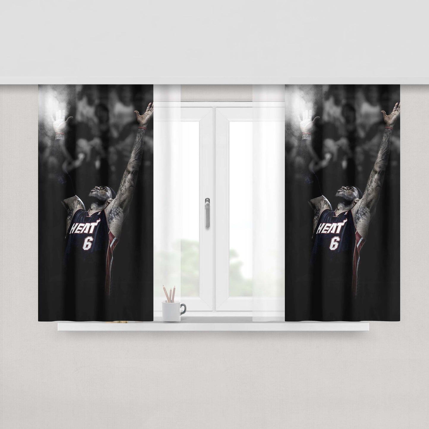 Lebron James Powder Toss Peach Skin Window Curtains