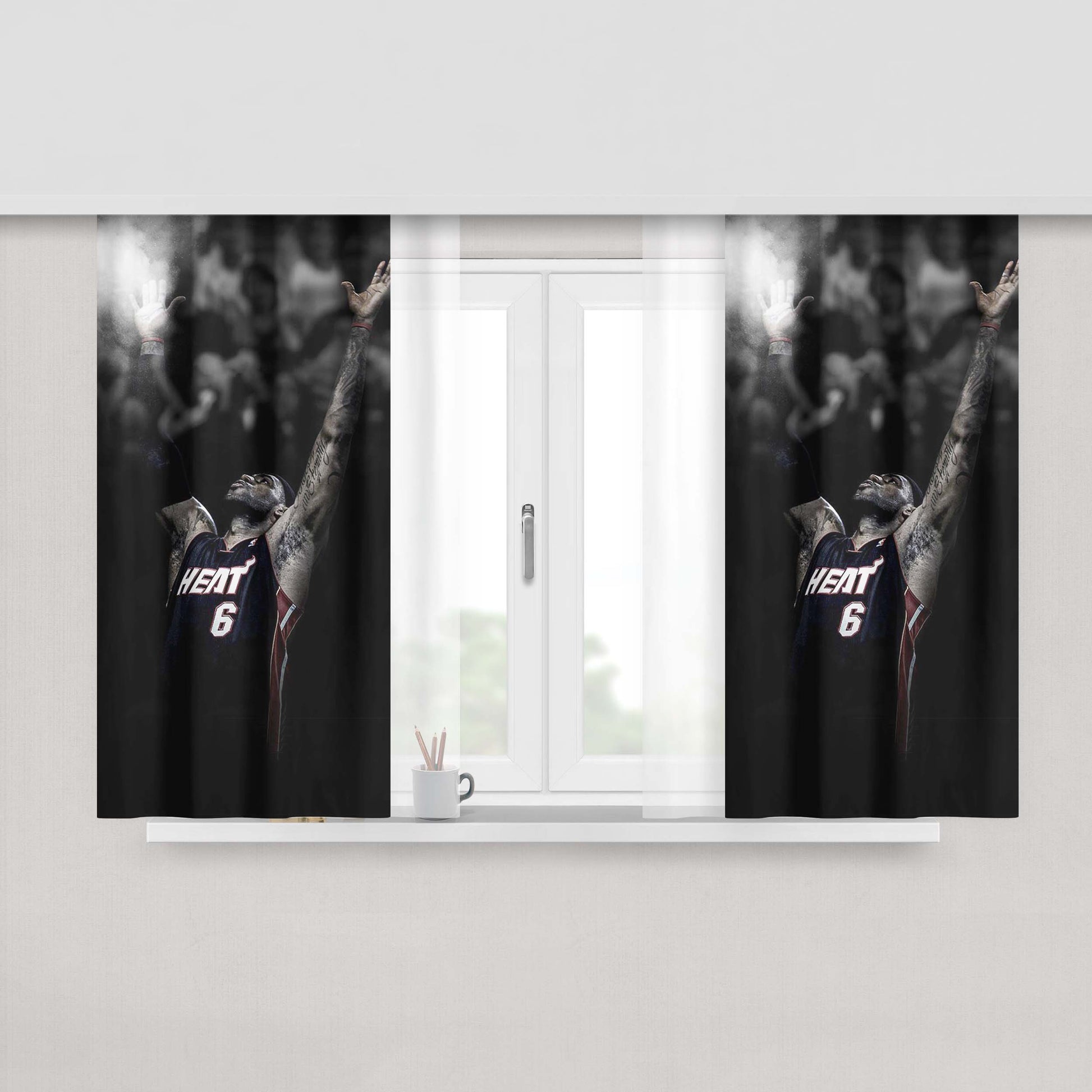 Lebron James Powder Toss Peach Skin Window Curtains