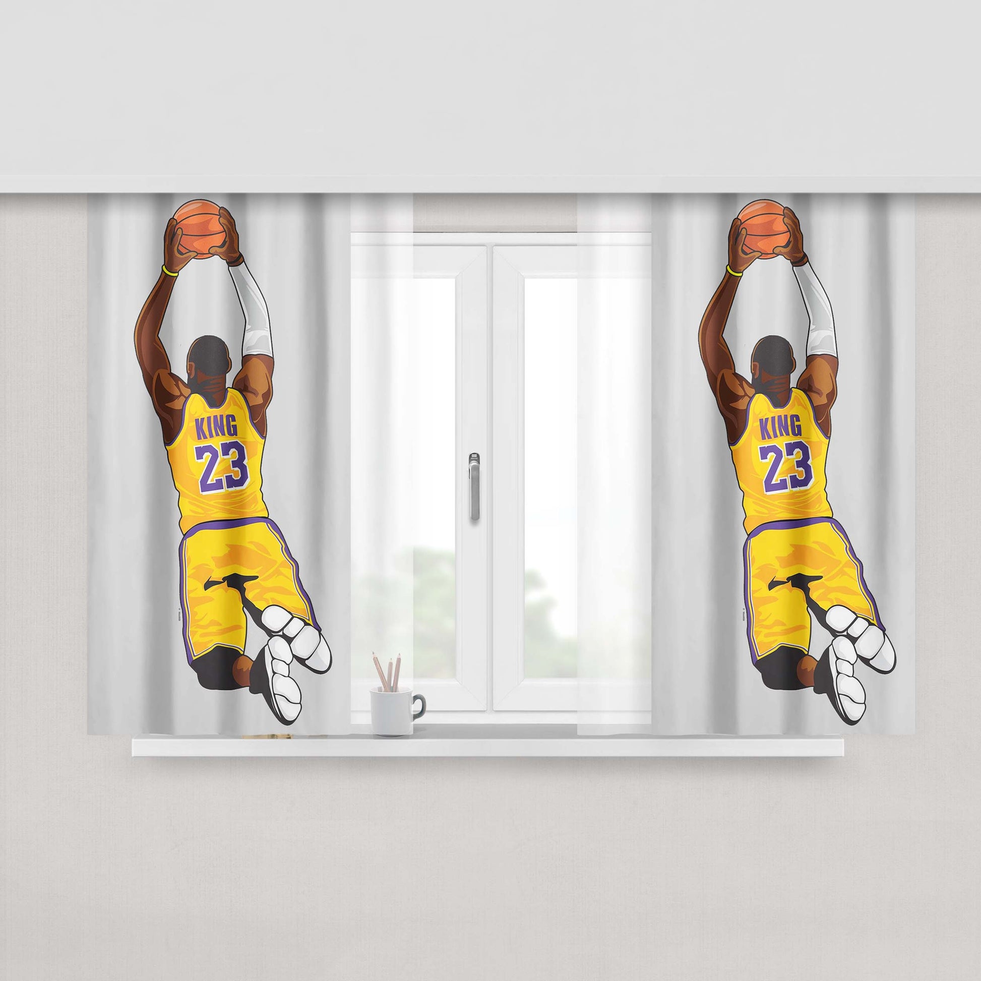 Lebron Lakers Custom Peach Skin Window Curtains