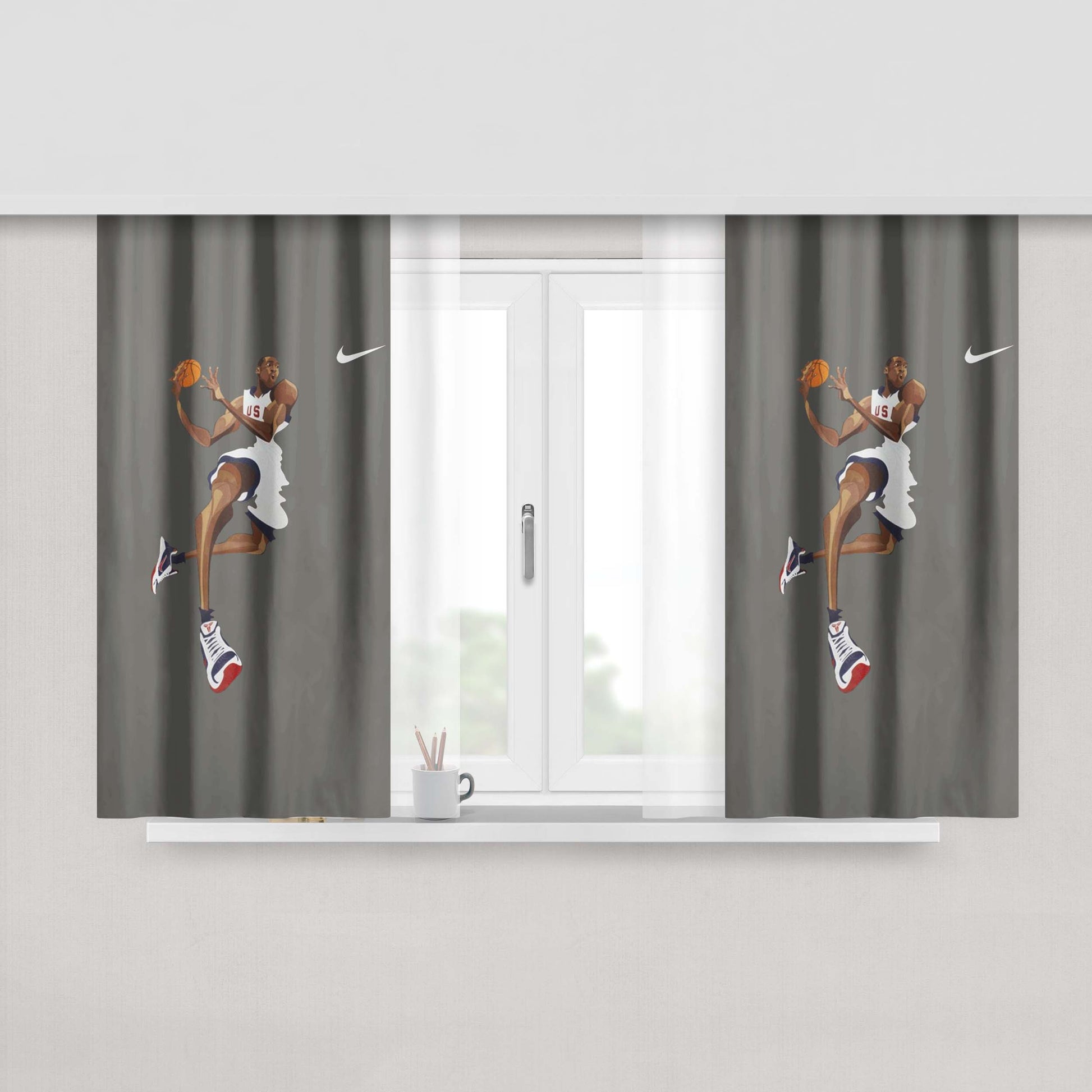 Legend Nba Slam Dunk Art Peach Skin Window Curtains