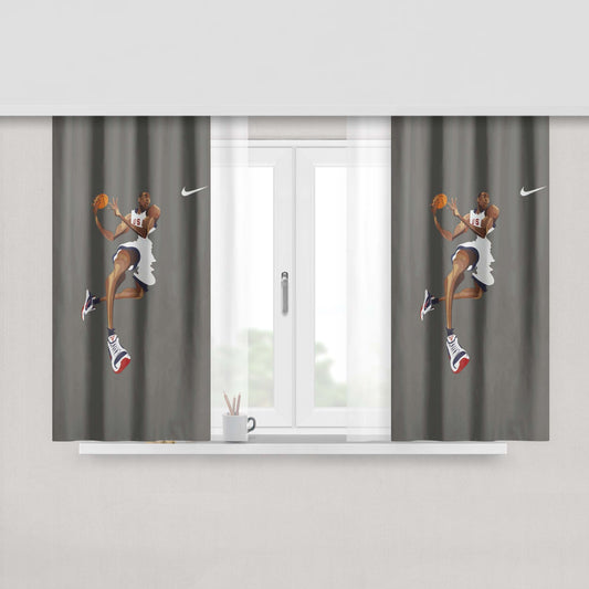 Legend Nba Slam Dunk Art Peach Skin Window Curtains