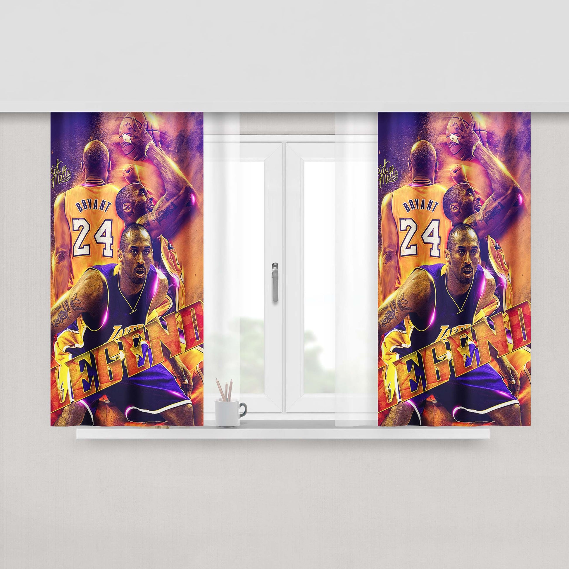 Legend Player From Lakers Team Peach Skin Window Curtains