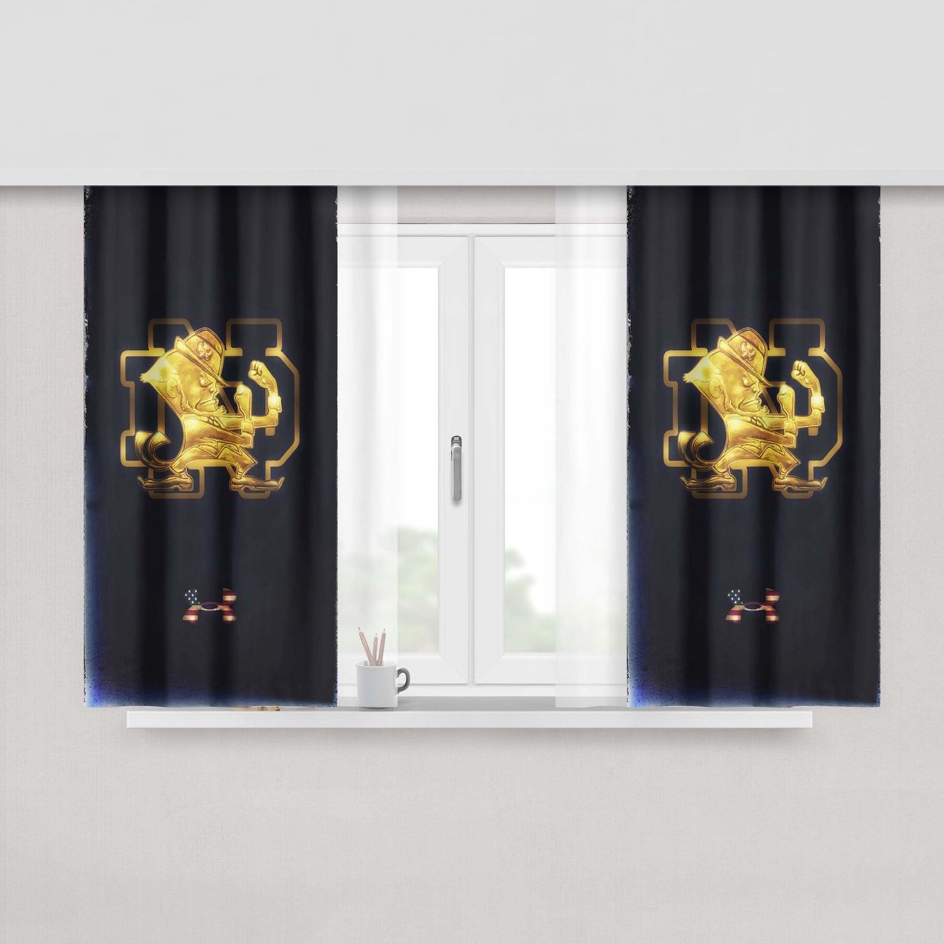 Leprechaun Gold Under Armour Notre Dame Irish Peach Skin Window Curtains