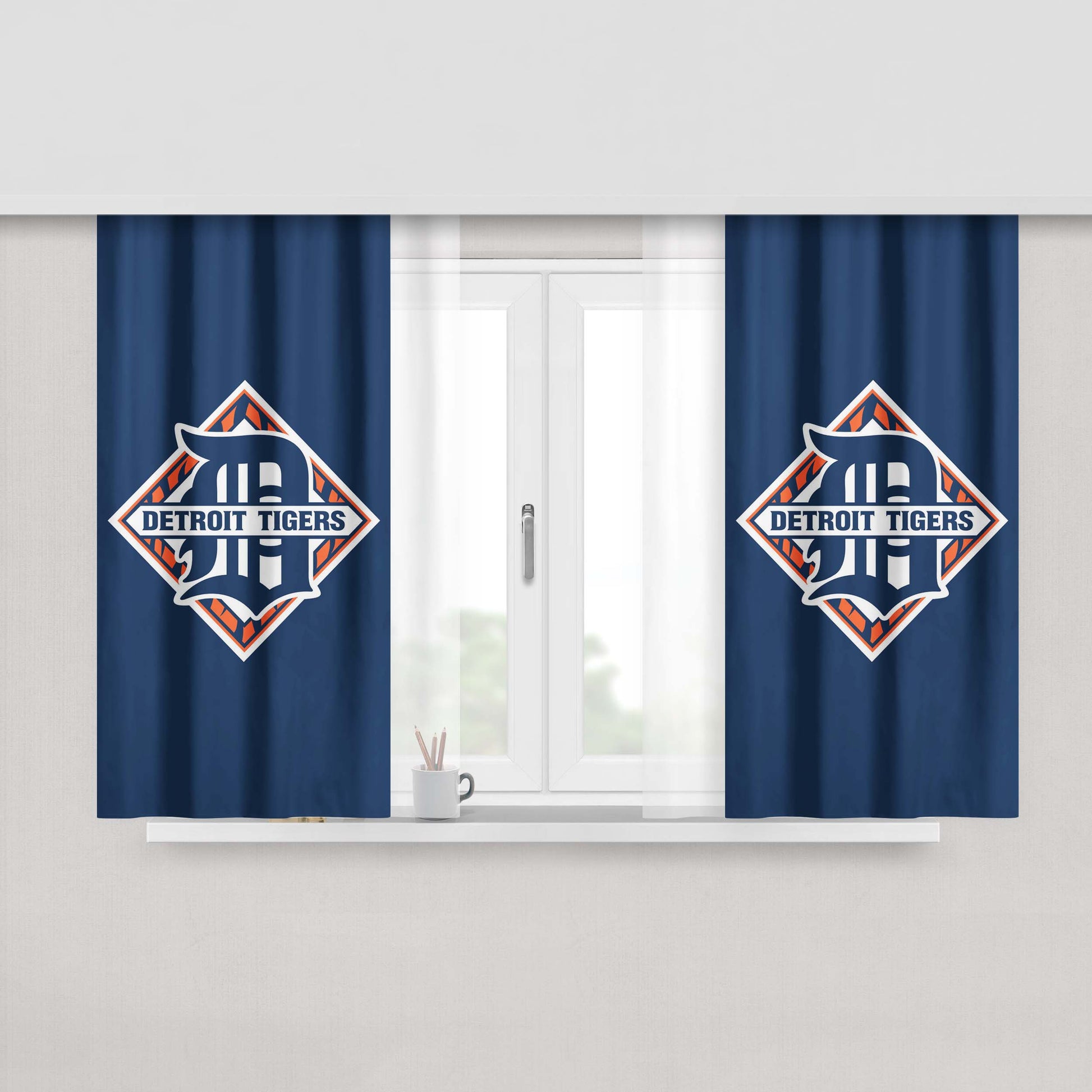 Logo Detroit Tigers Peach Skin Window Curtains