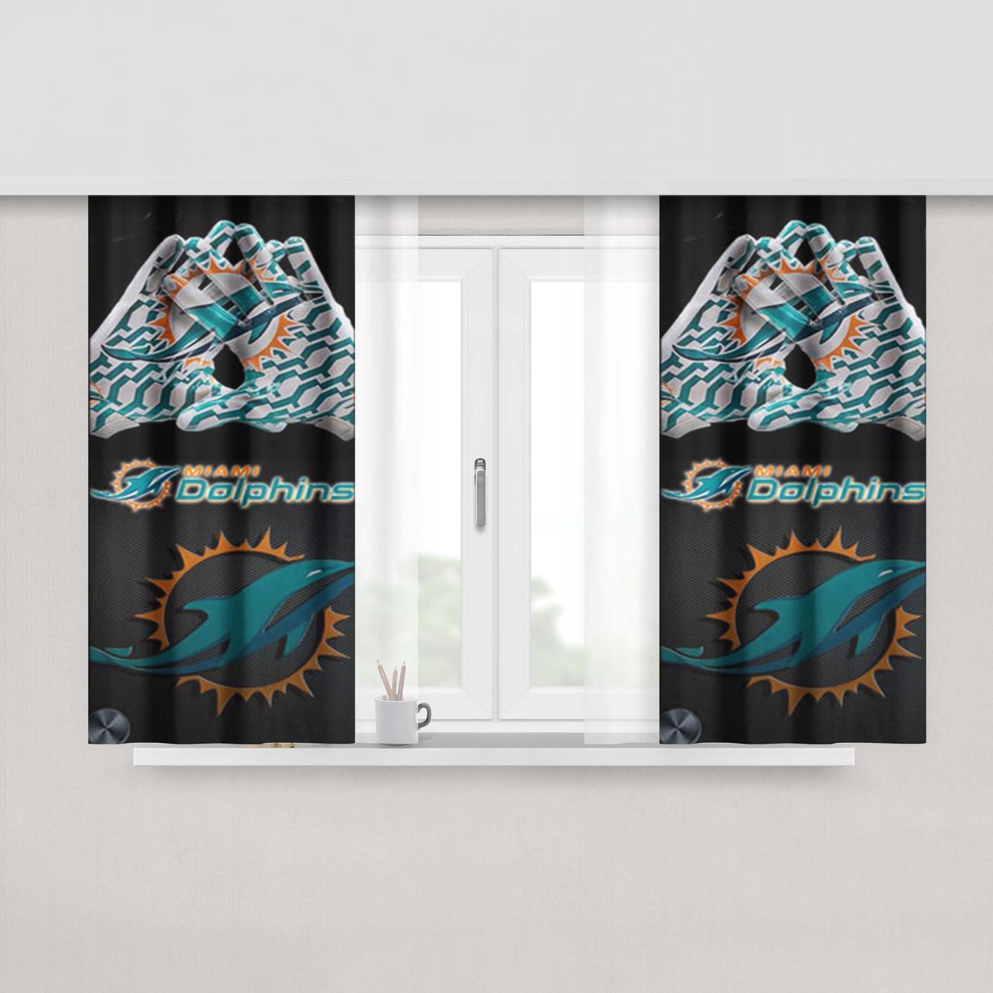 Logo Miami Dolphins Peach Skin Window Curtains
