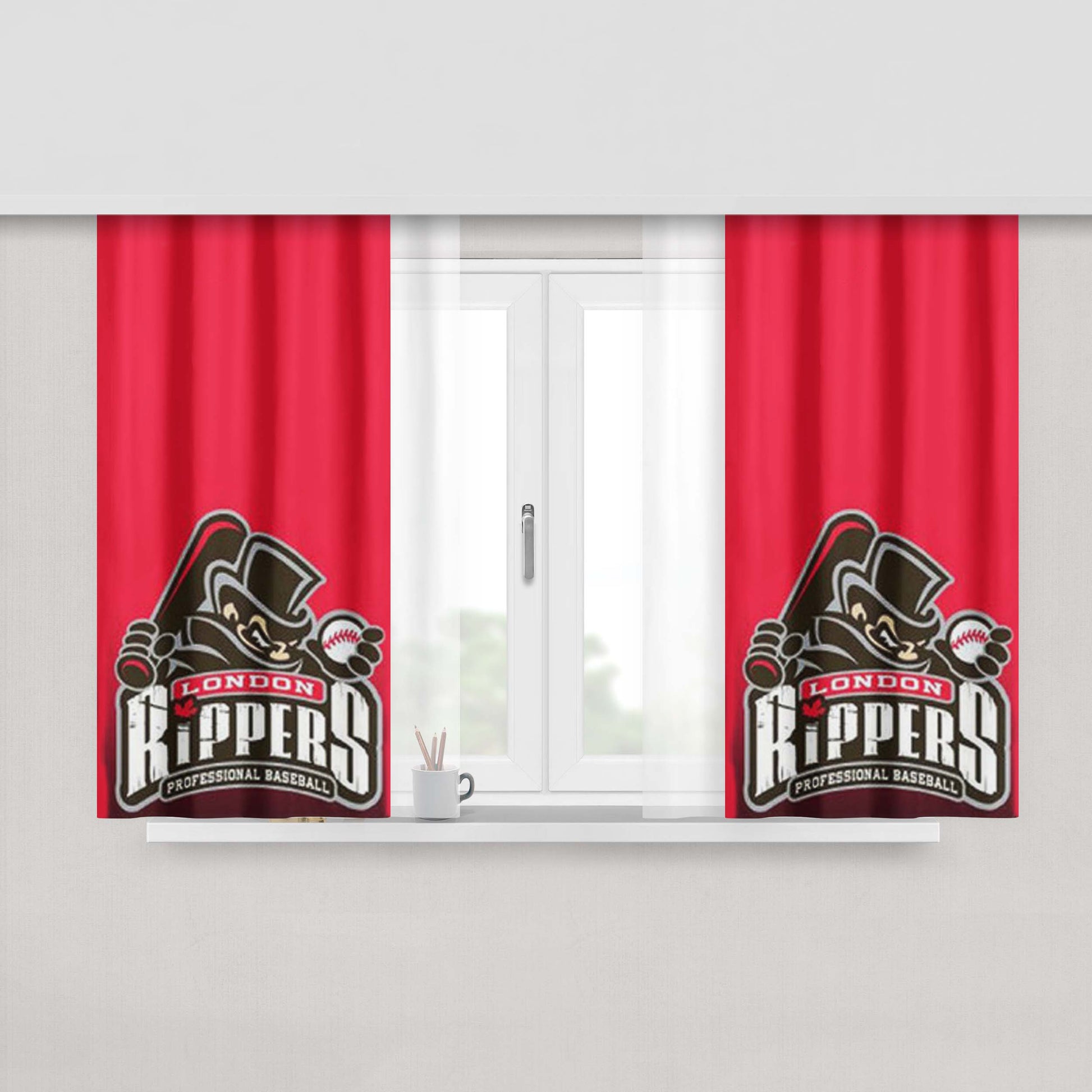 London Rippers Baseball Peach Skin Window Curtains