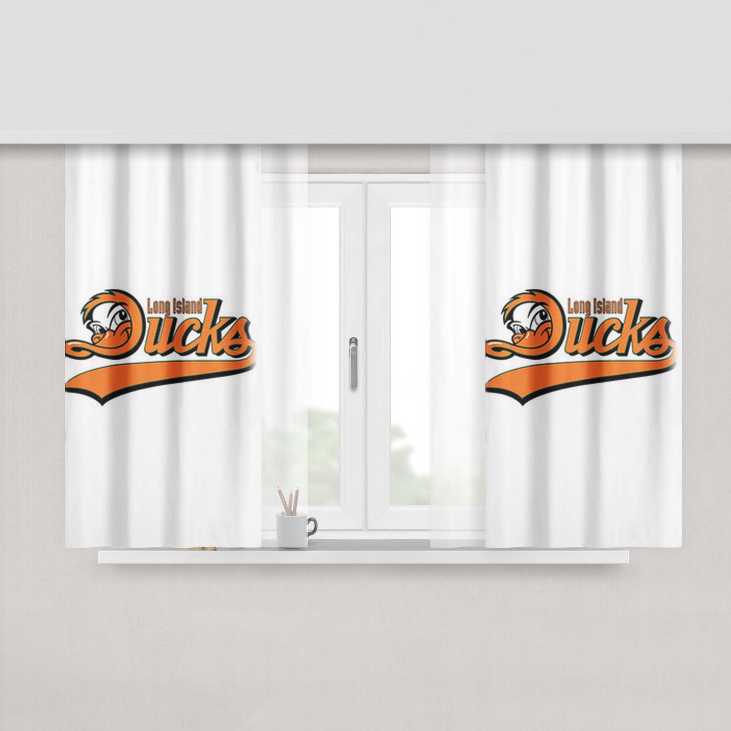 Long Island Ducks Baseball White Peach Skin Window Curtains