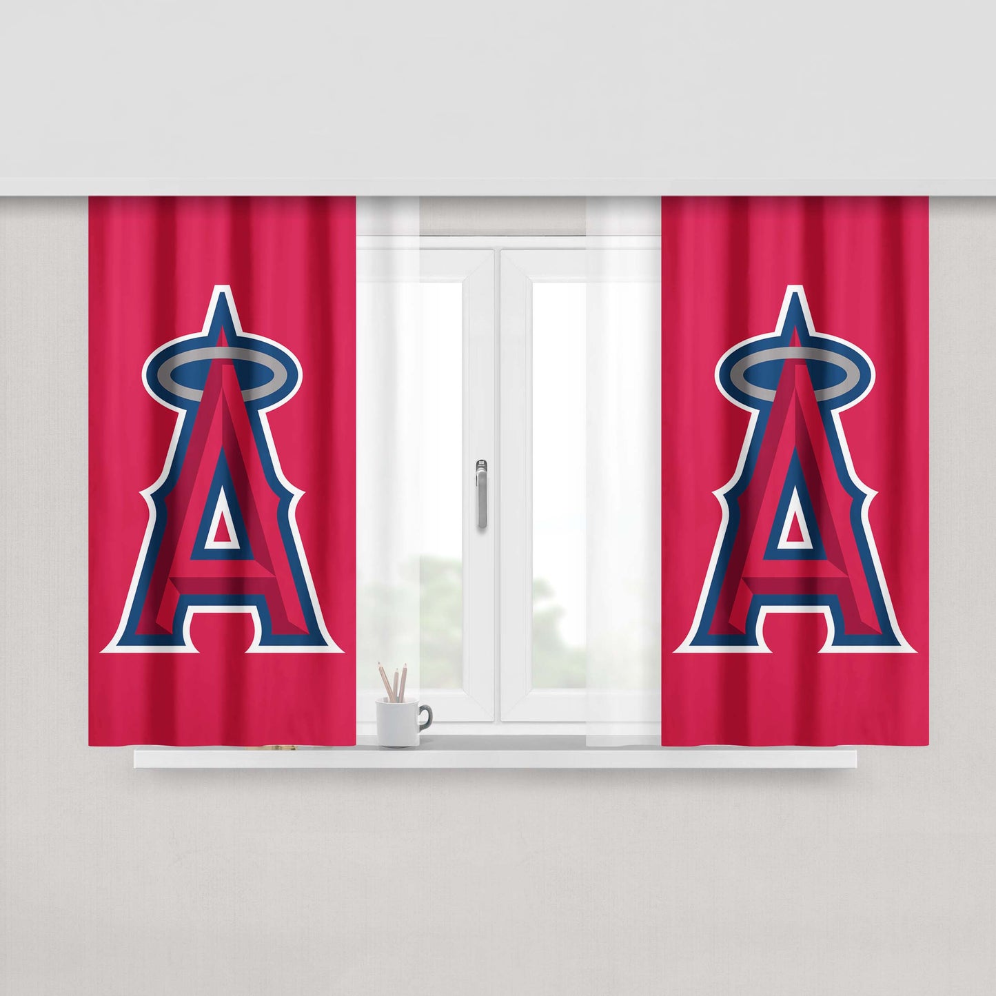 Los Angeles Angels Insignia Peach Skin Window Curtains
