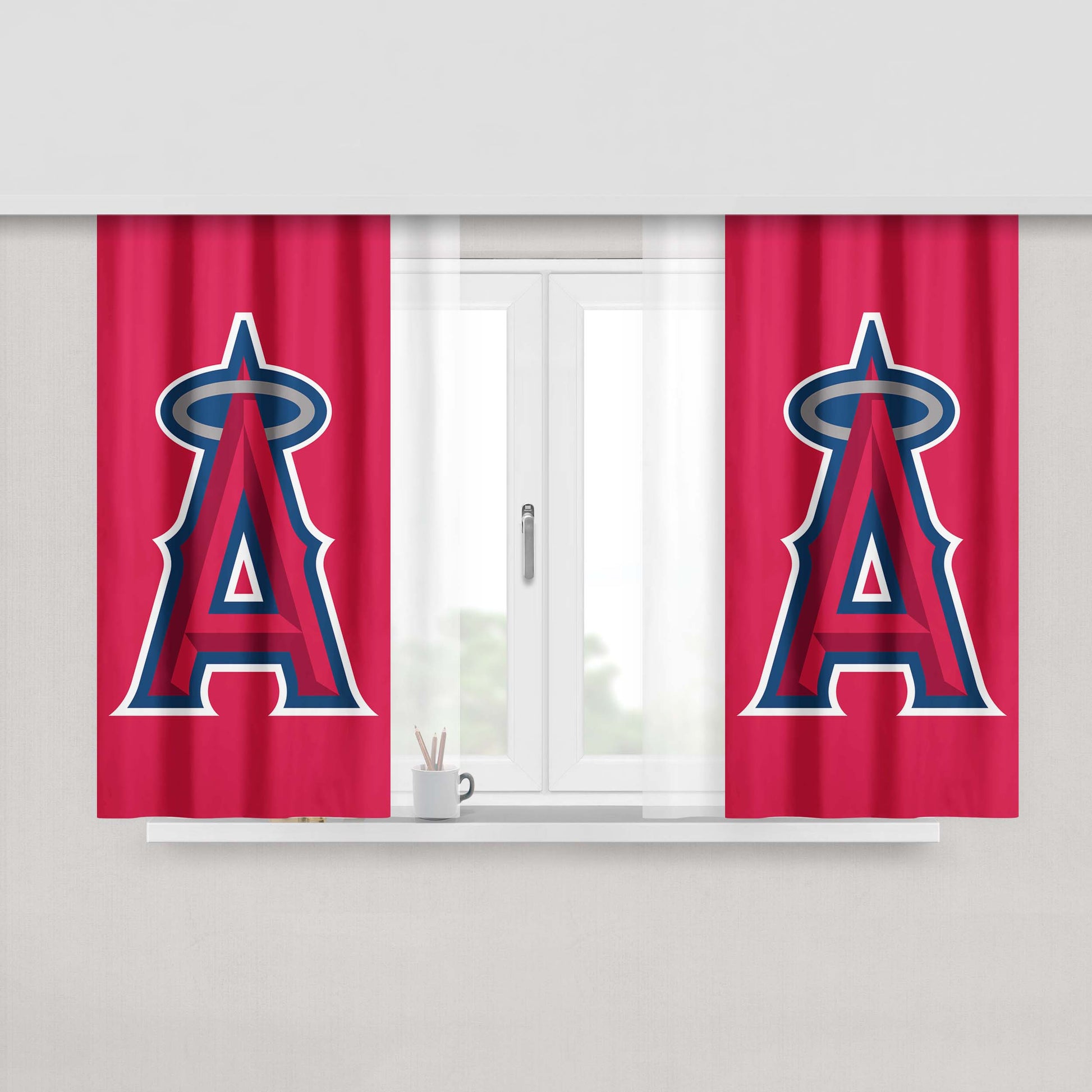 Los Angeles Angels Insignia Peach Skin Window Curtains