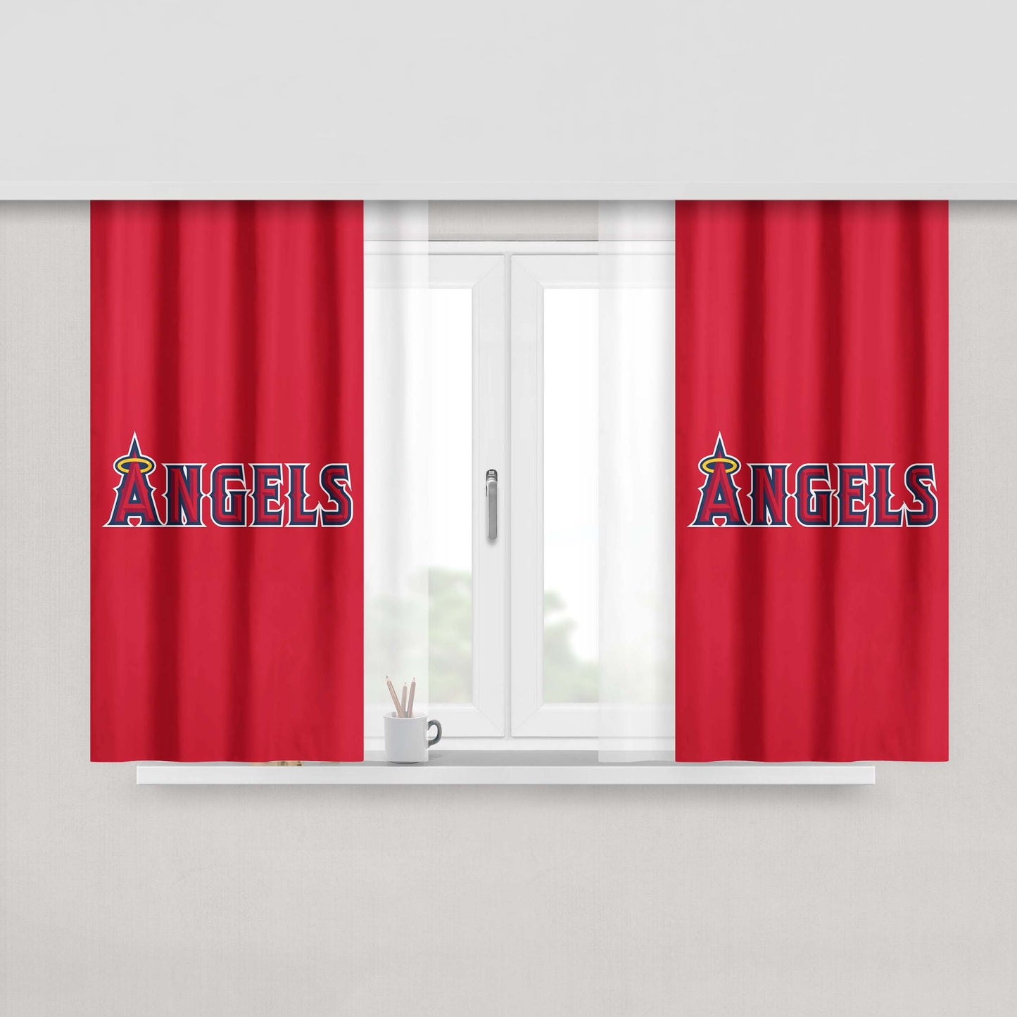 Los Angeles Angels Of Anaheim Peach Skin Window Curtains