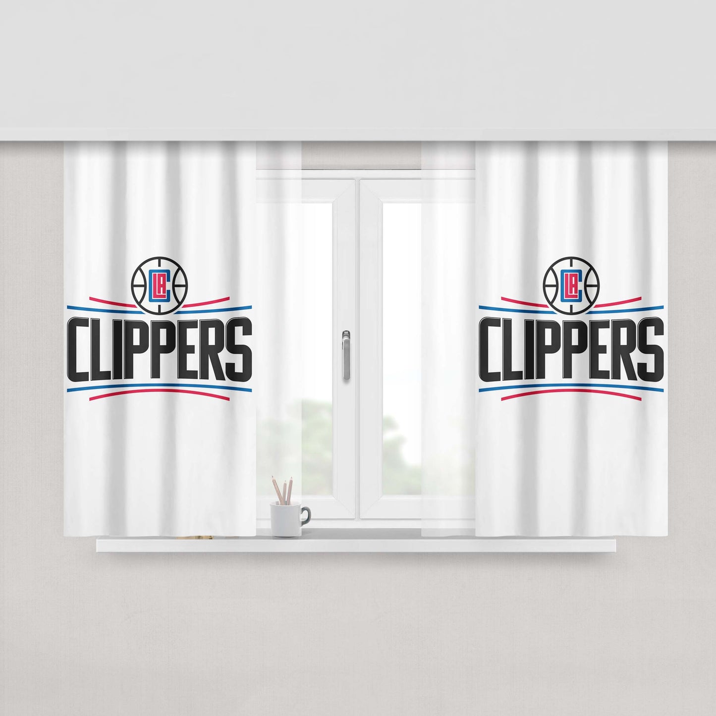 Los Angeles Clippers New Logo Peach Skin Window Curtains