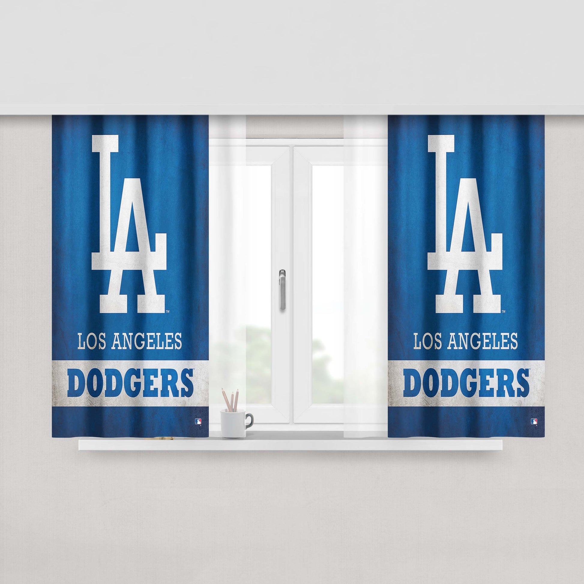 Los Angeles Dodgers Logo Peach Skin Window Curtains