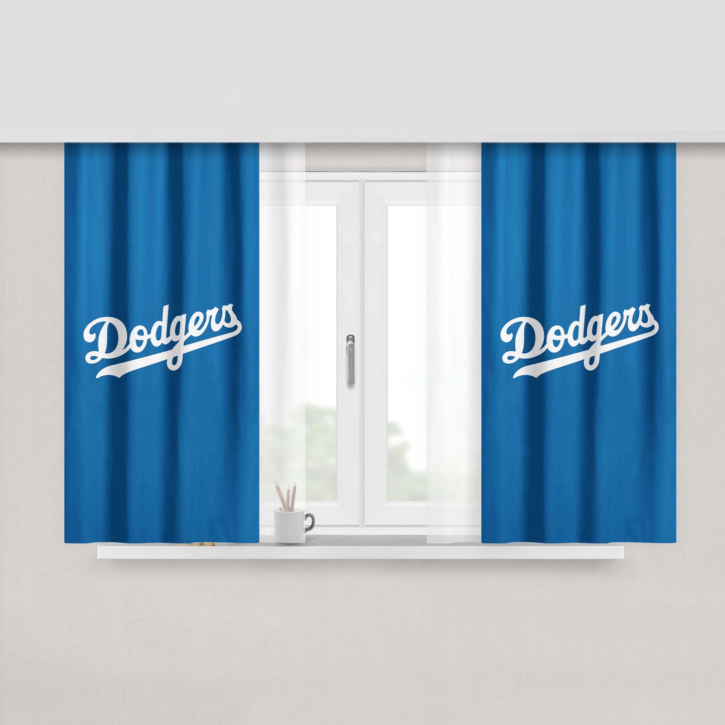 Los Angeles Dodgers Script Logo Peach Skin Window Curtains