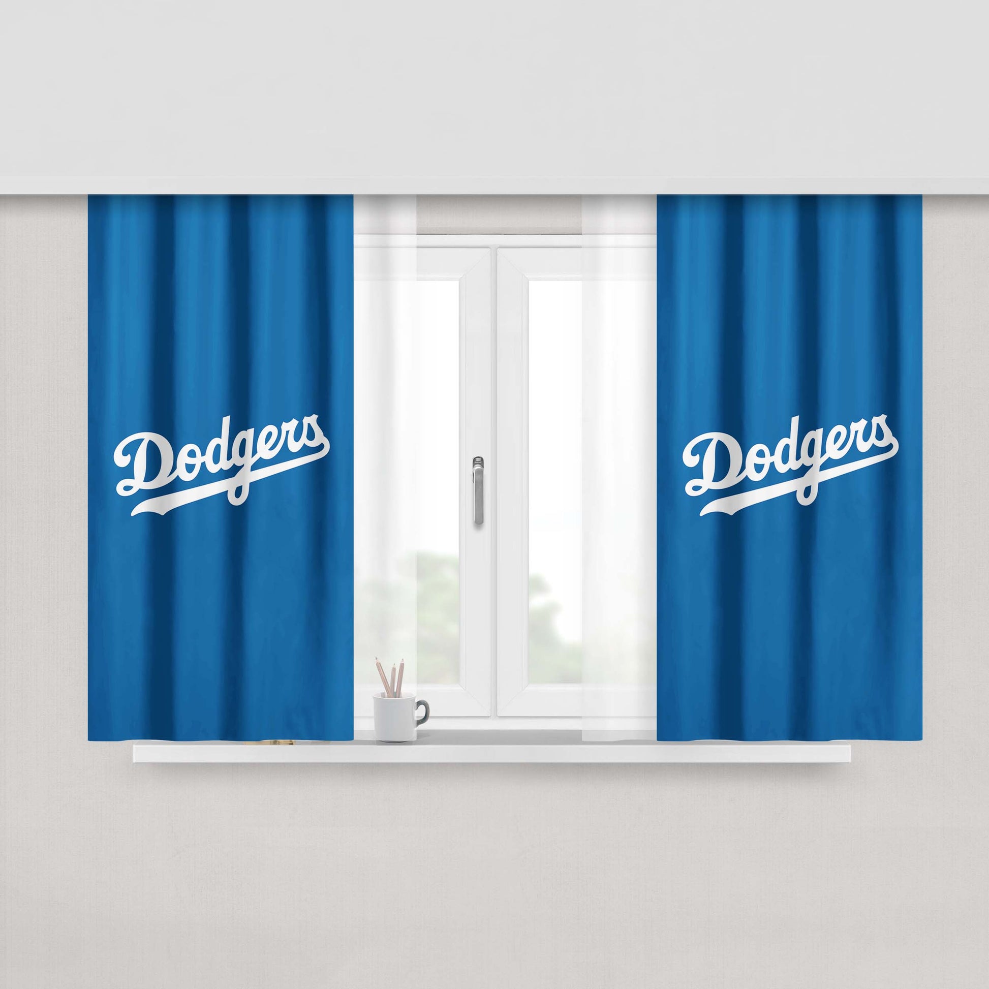 Los Angeles Dodgers Script Logo Peach Skin Window Curtains