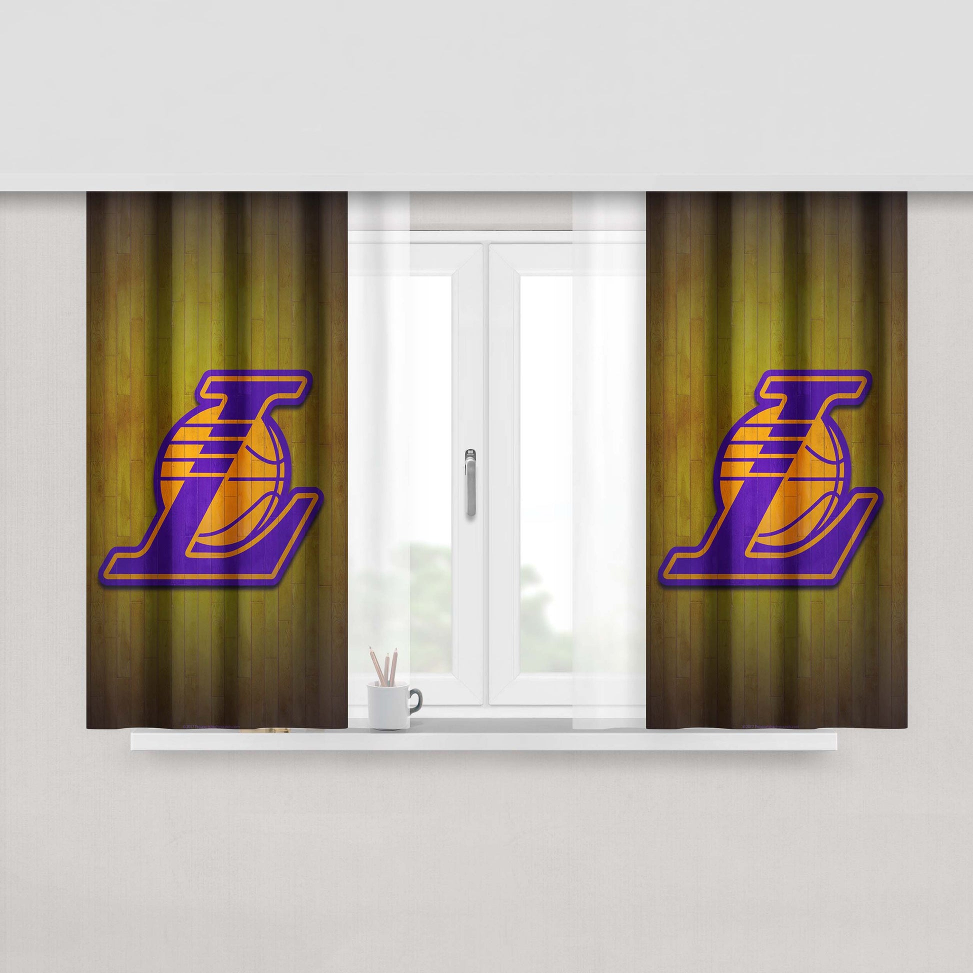 Los Angeles Lakers Nba Basketball Peach Skin Window Curtains
