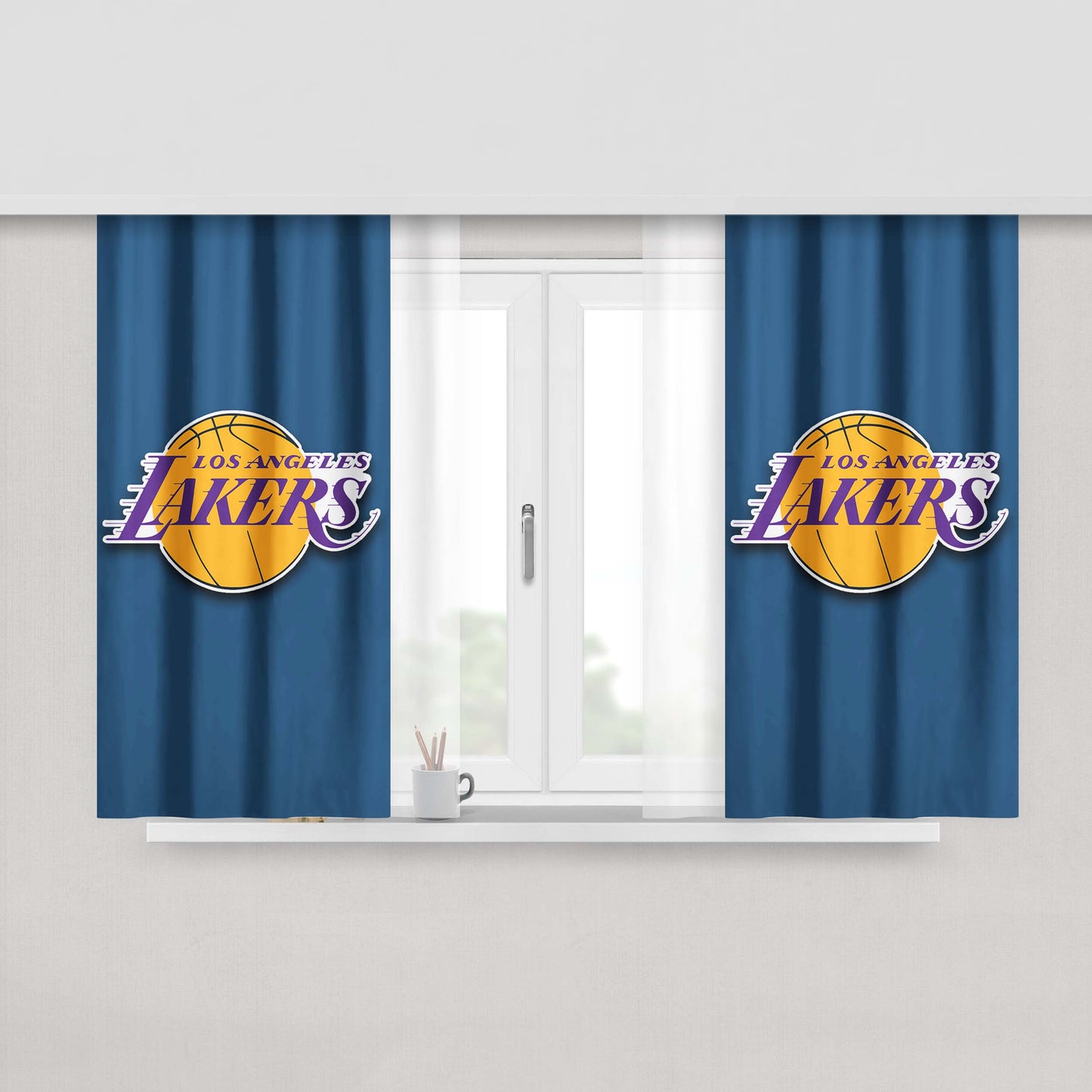 Los Angeles Lakers Basket Peach Skin Window Curtains