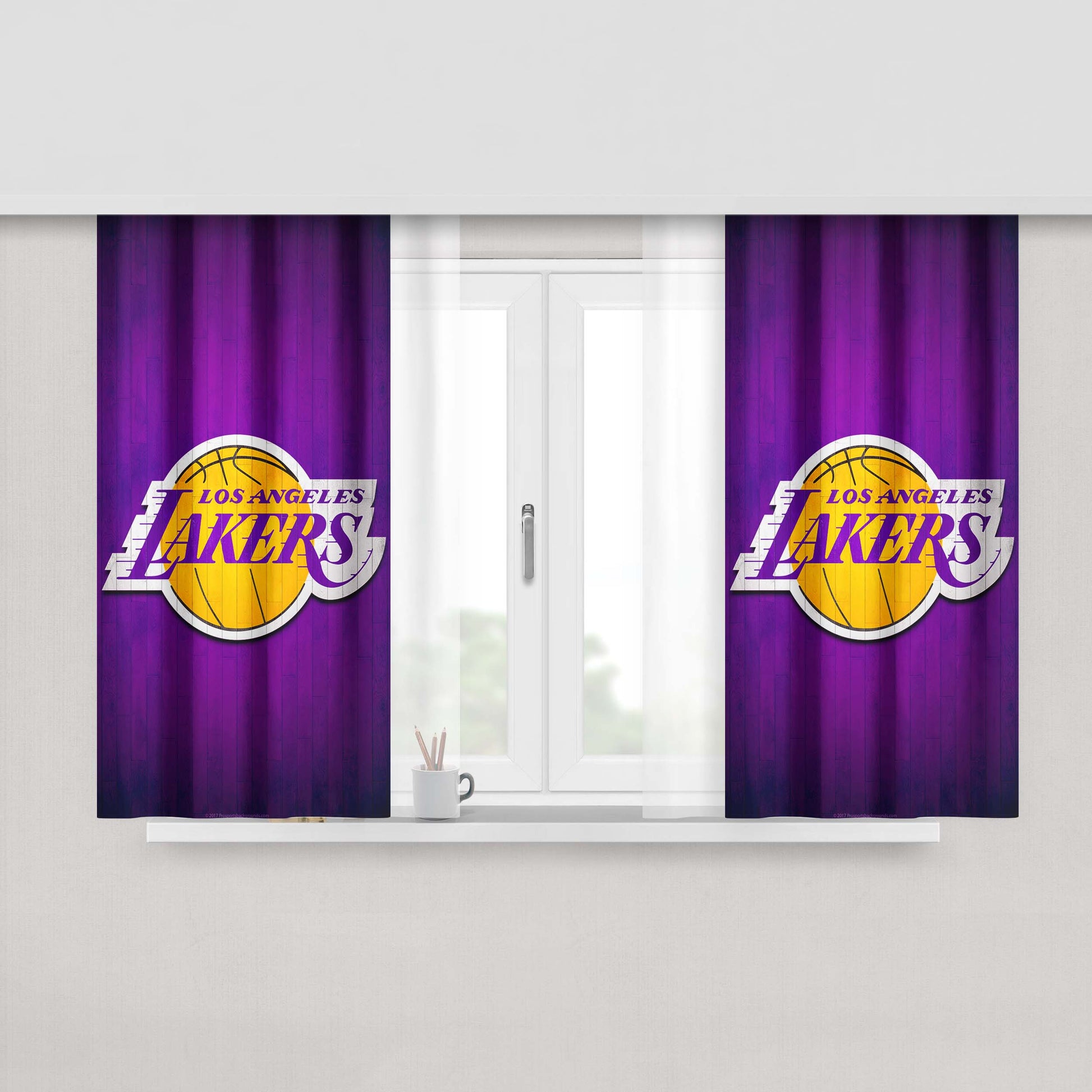Los Angeles Lakers Hardwood Peach Skin Window Curtains