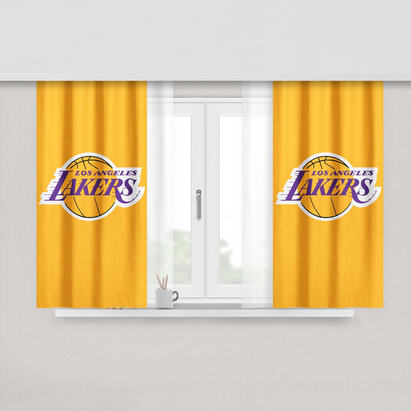 Los Angeles Lakers Logo Orange Peach Skin Window Curtains