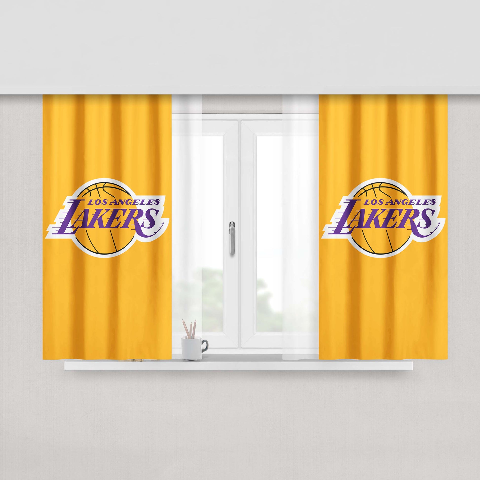Los Angeles Lakers Logo Orange Peach Skin Window Curtains