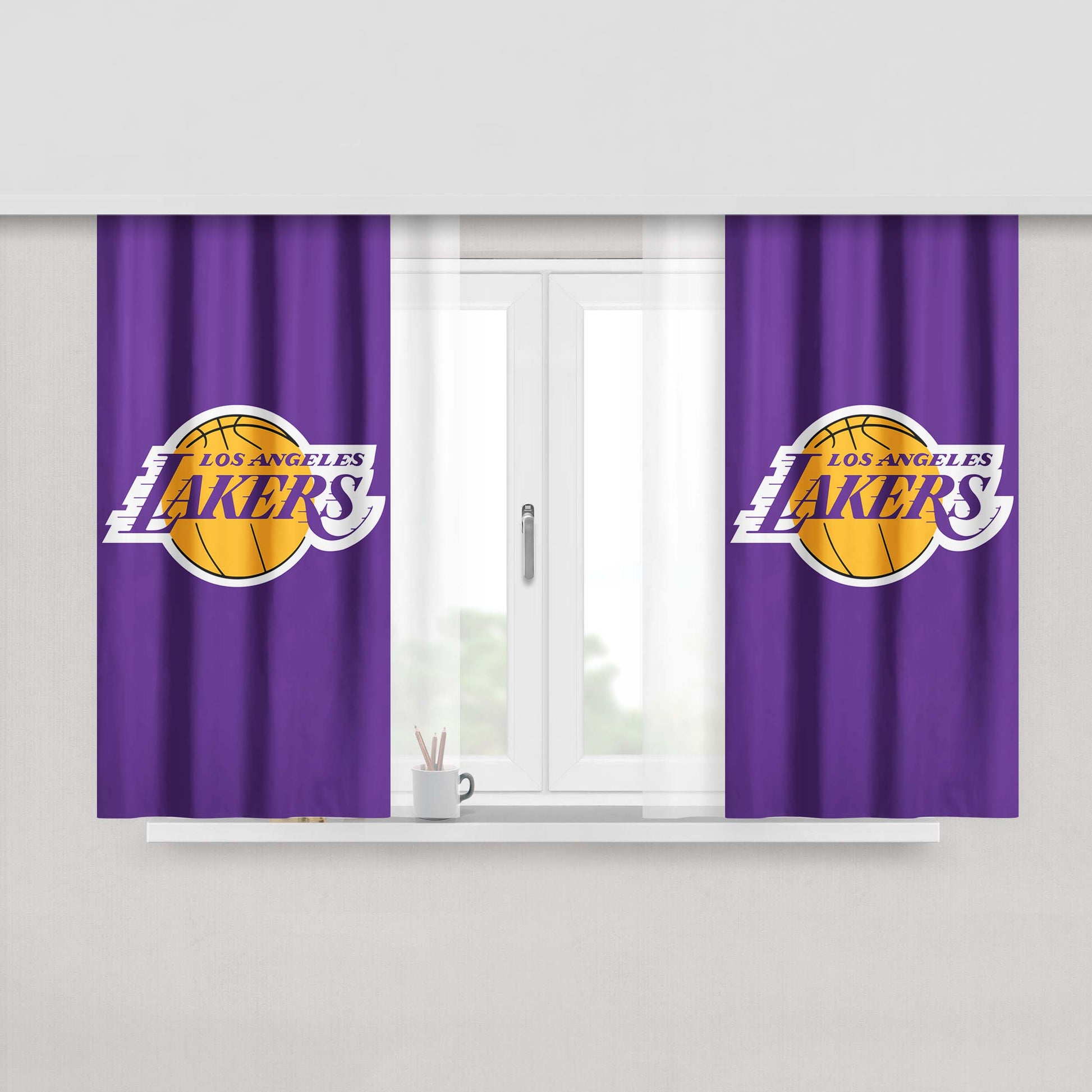 Los Angeles Lakers Logo Purple Peach Skin Window Curtains