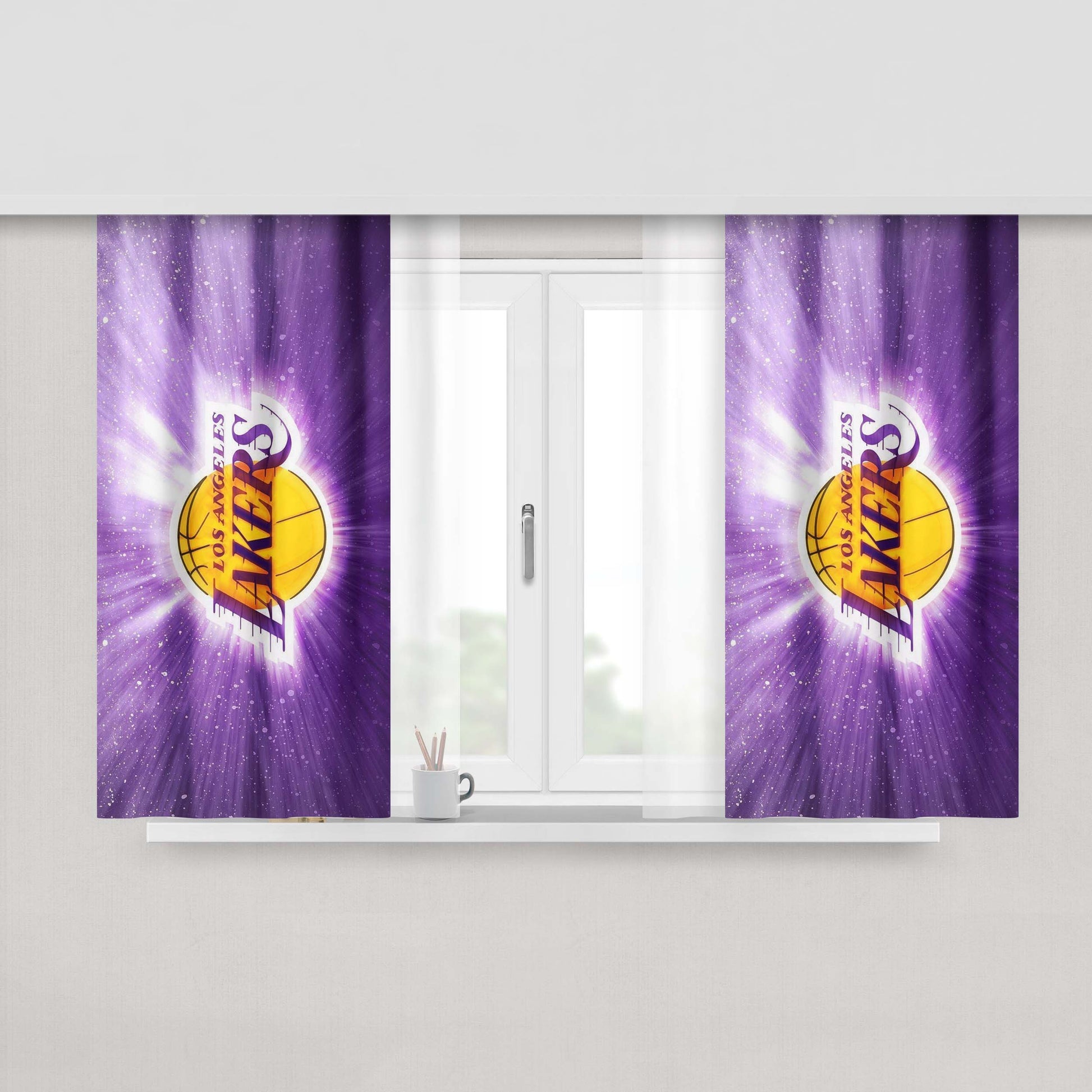 Los Angeles Lakers Purple Galaxy Peach Skin Window Curtains