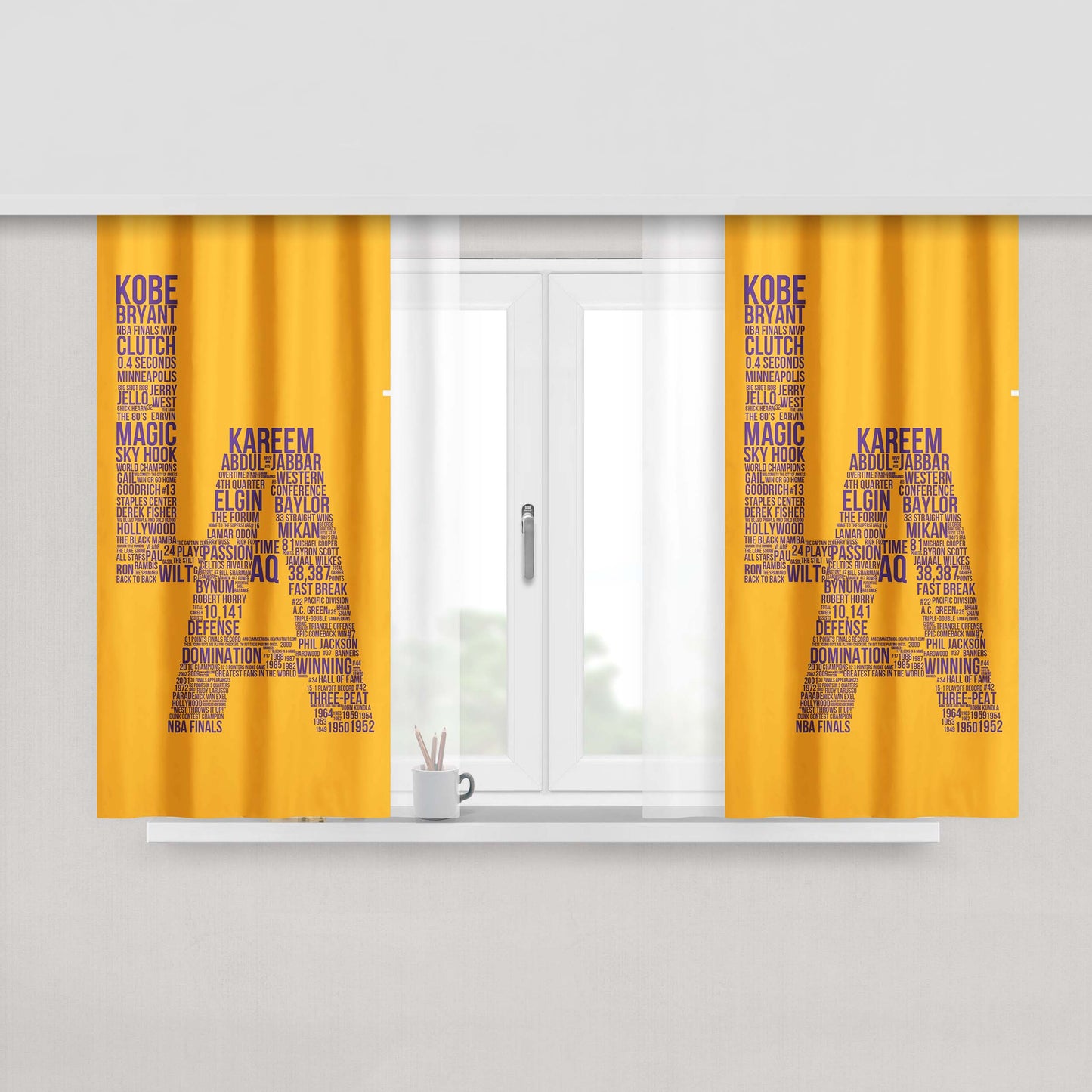 Los Angeles Lakers Typography Peach Skin Window Curtains